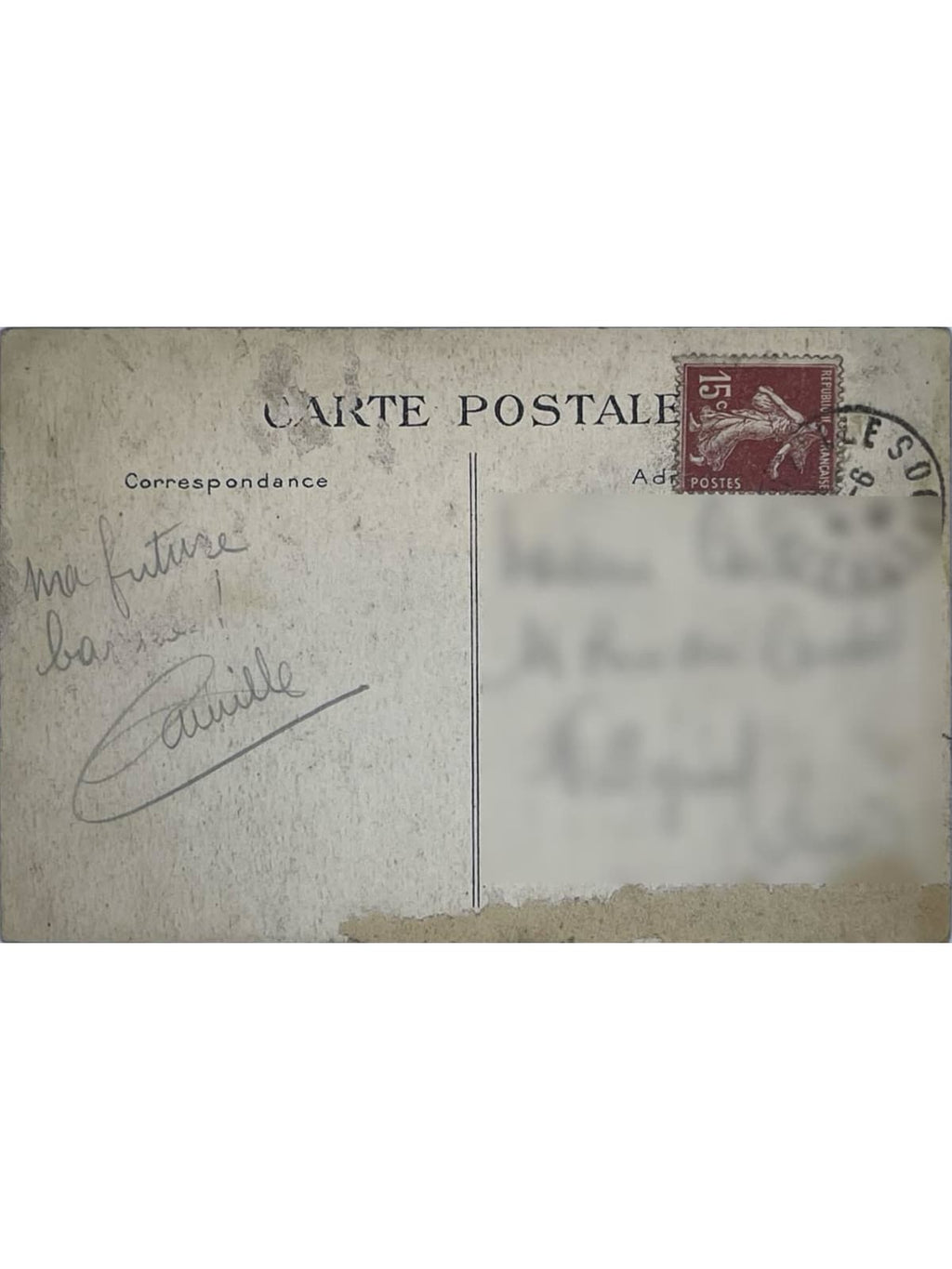 Verso de la carte postale