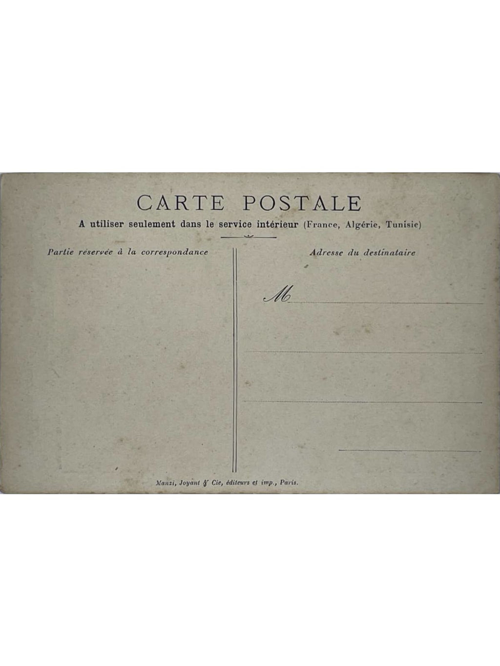 Verso de la carte postale