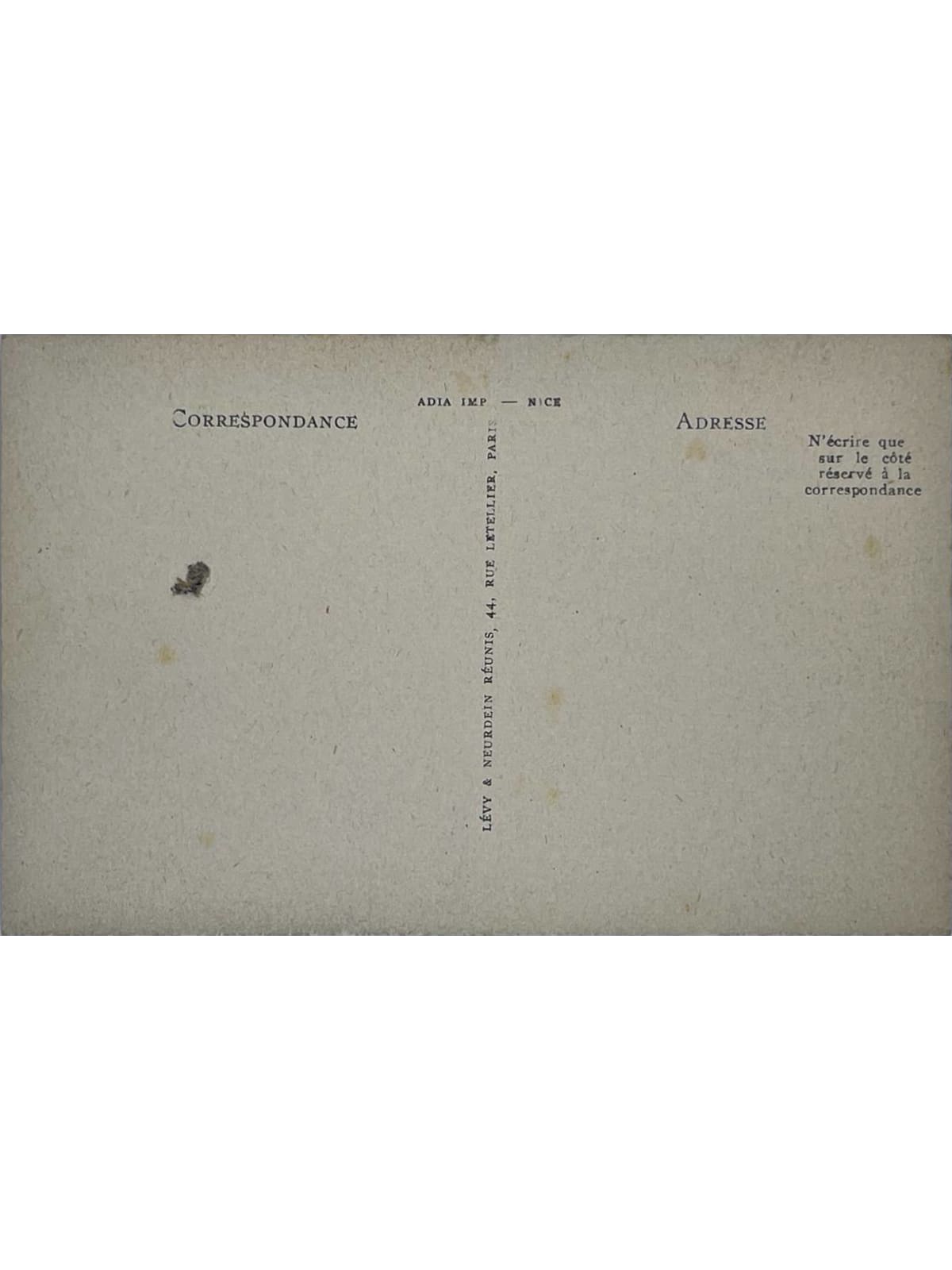 Verso de la carte postale