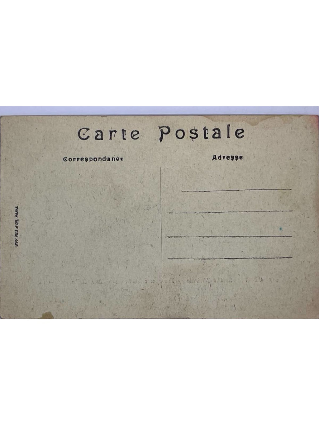 Verso de la carte postale