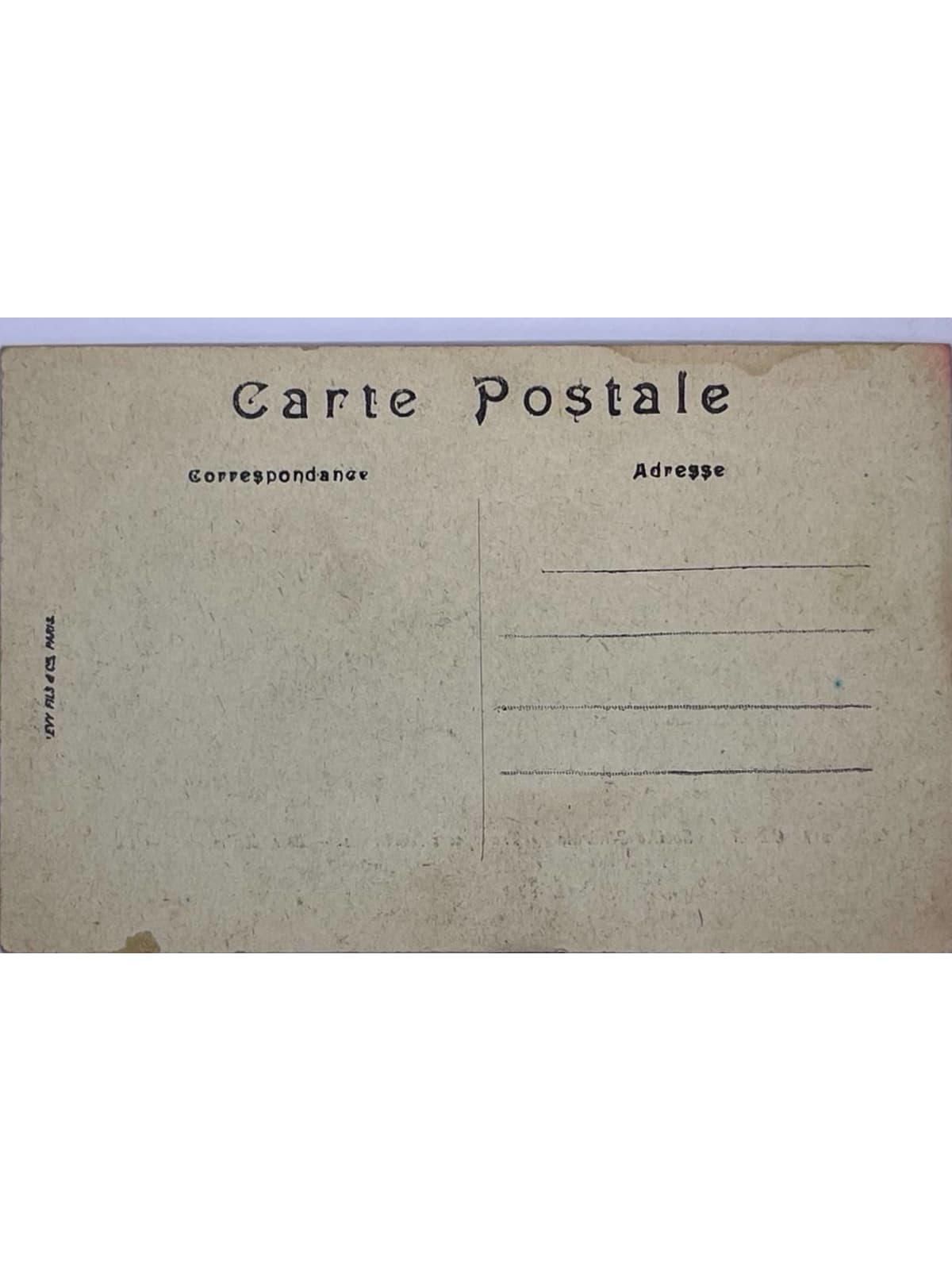 Verso de la carte postale