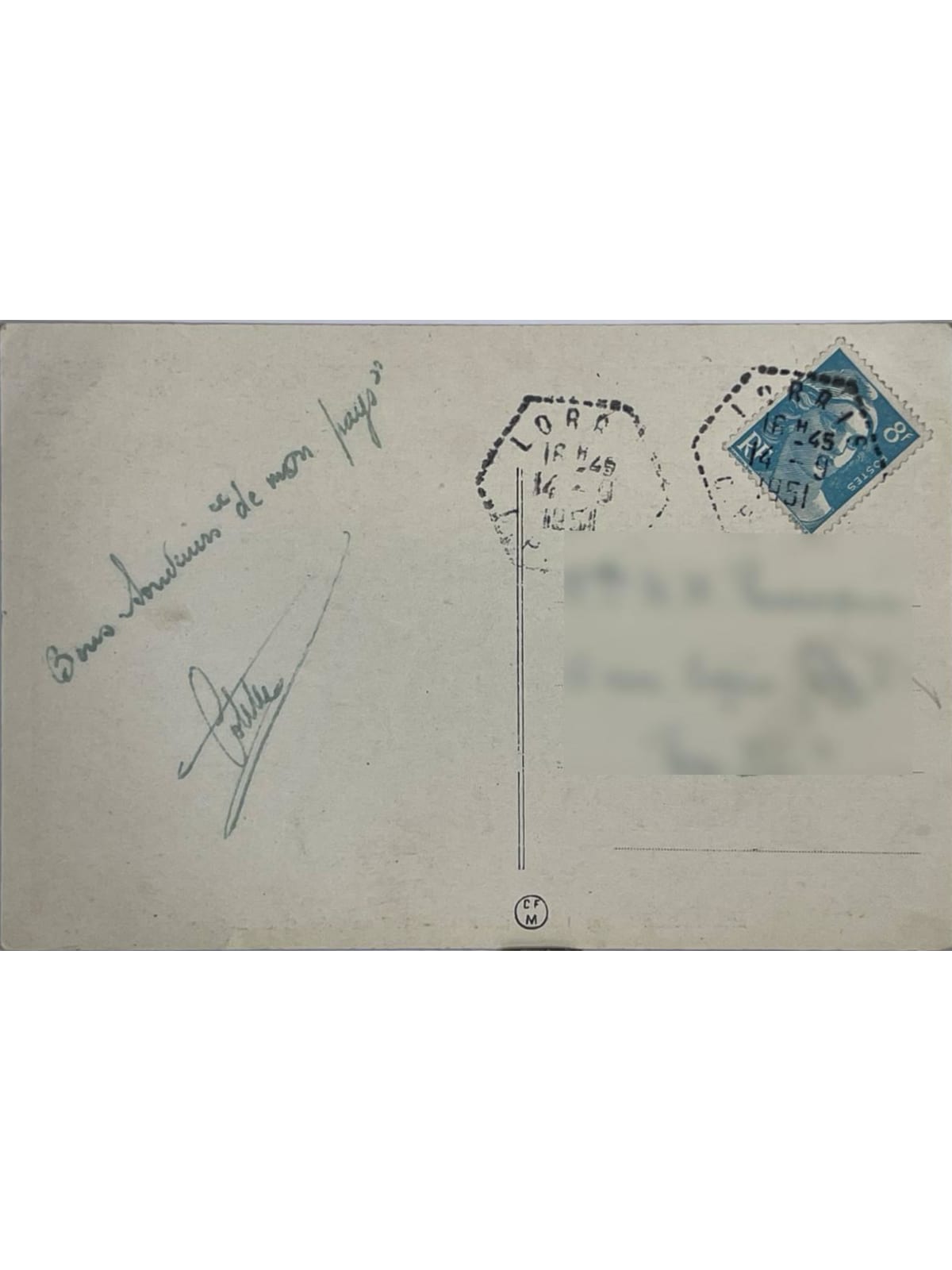 Verso de la carte postale