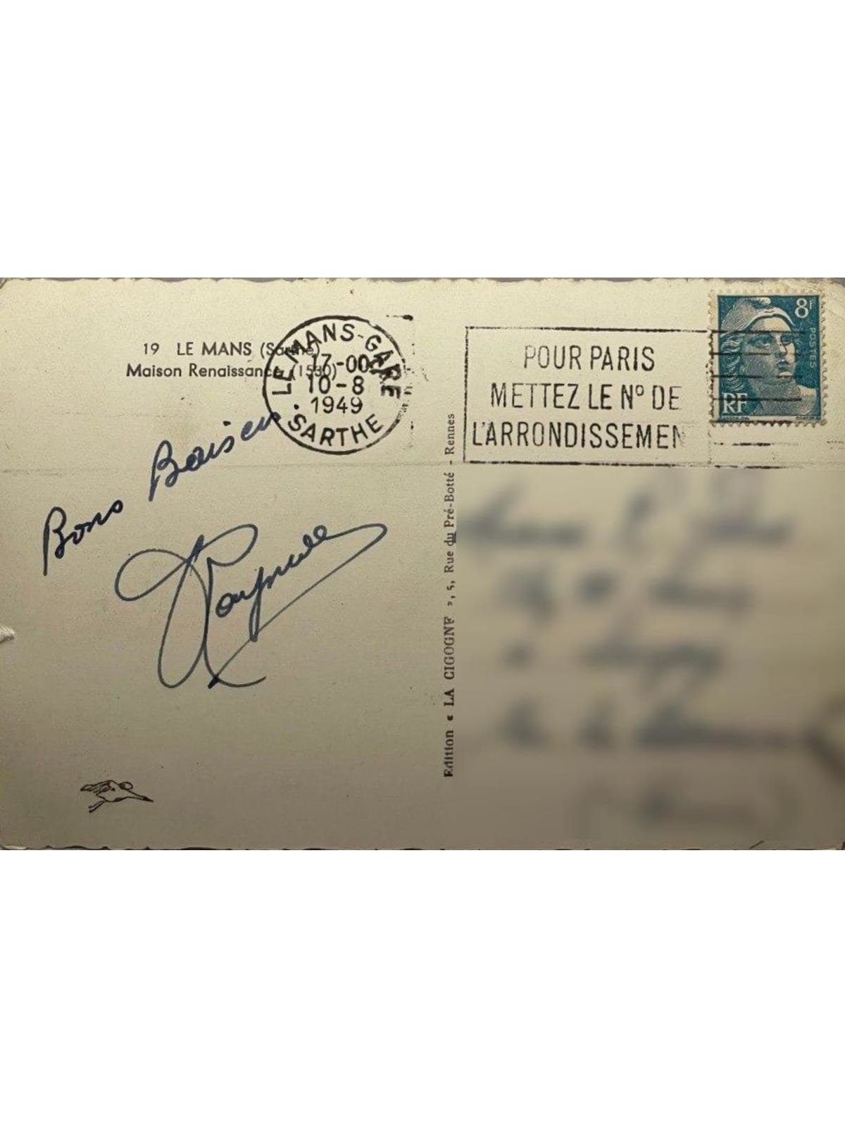 Verso de la carte postale