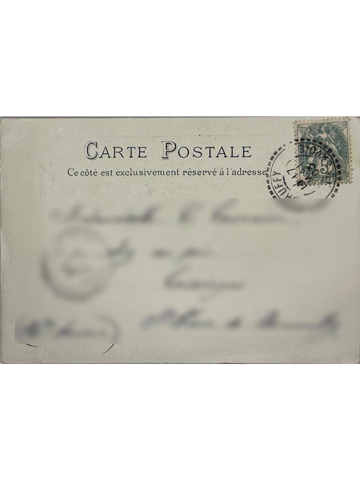 Verso de la carte postale