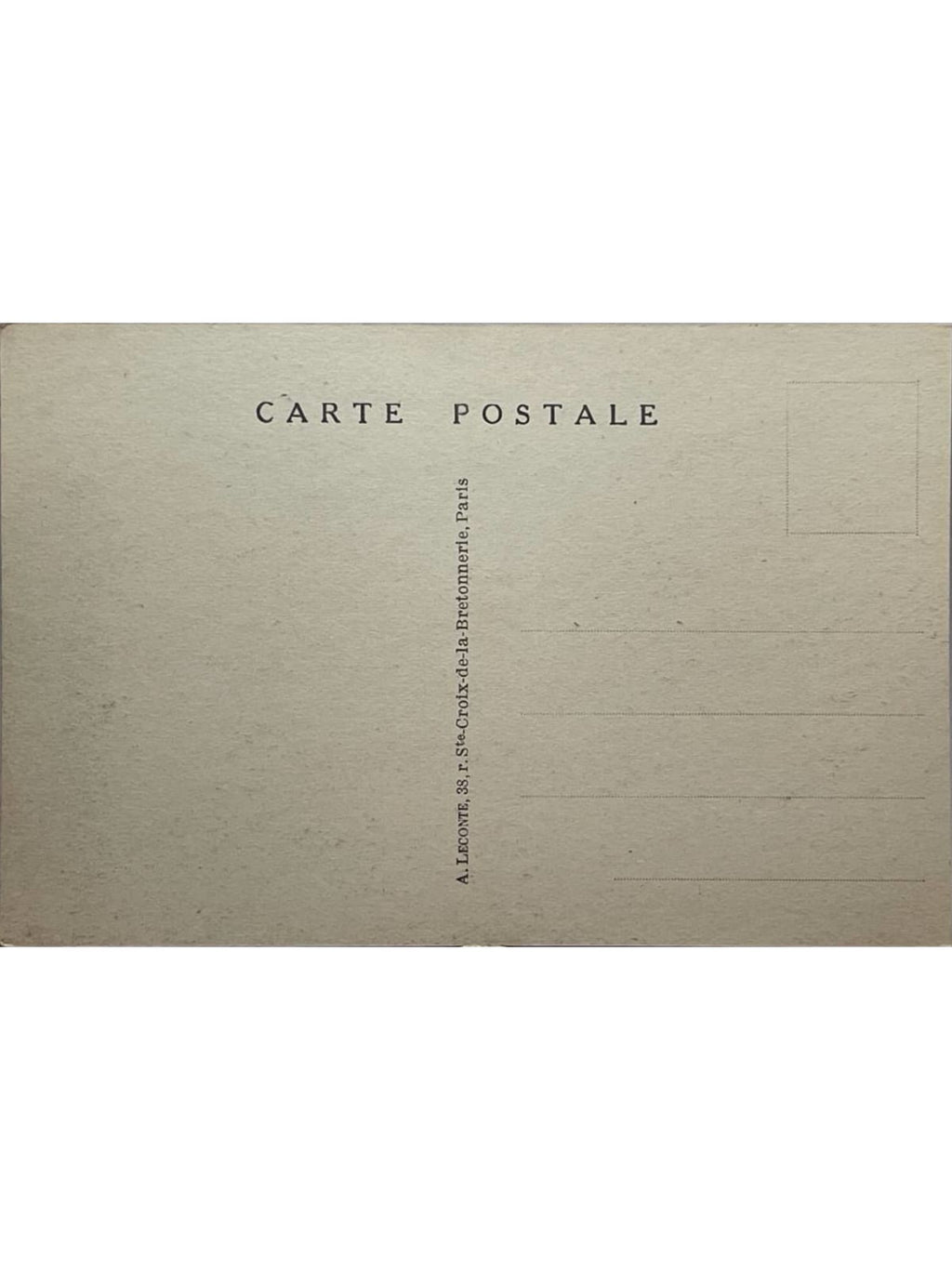 Verso de la carte postale