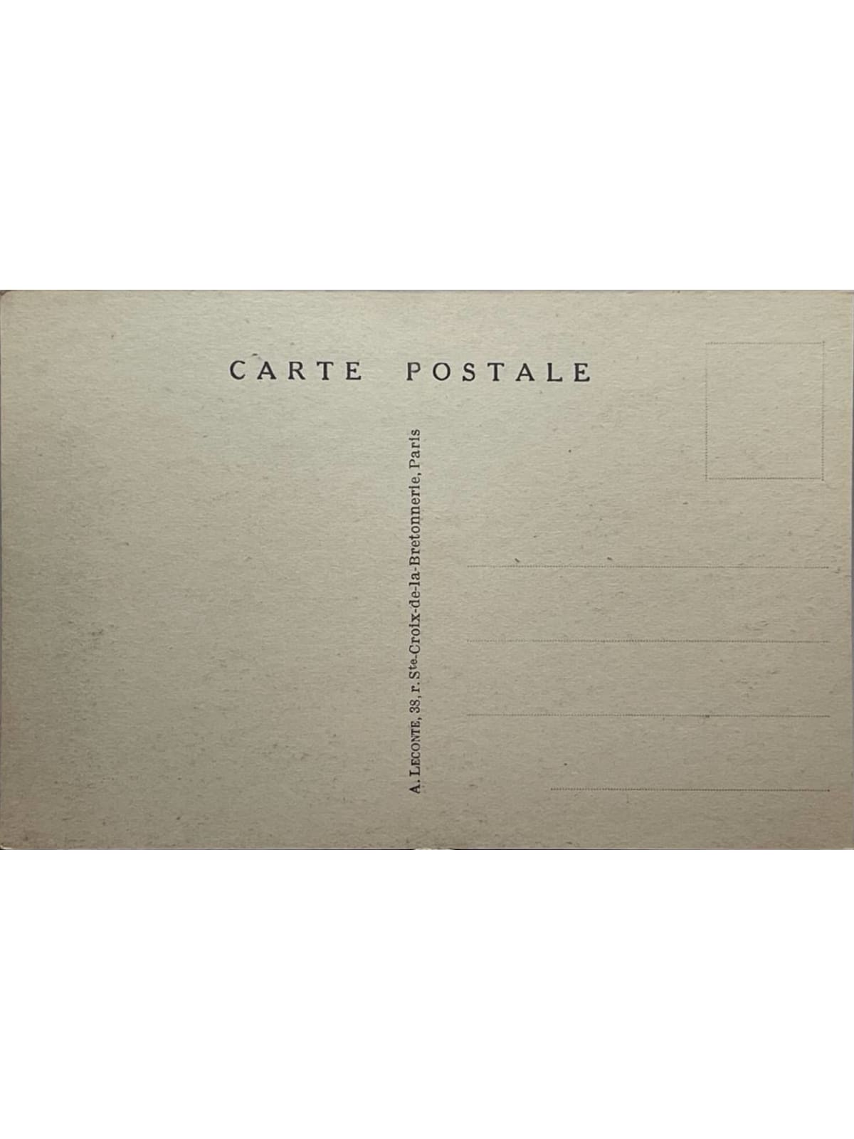 Verso de la carte postale