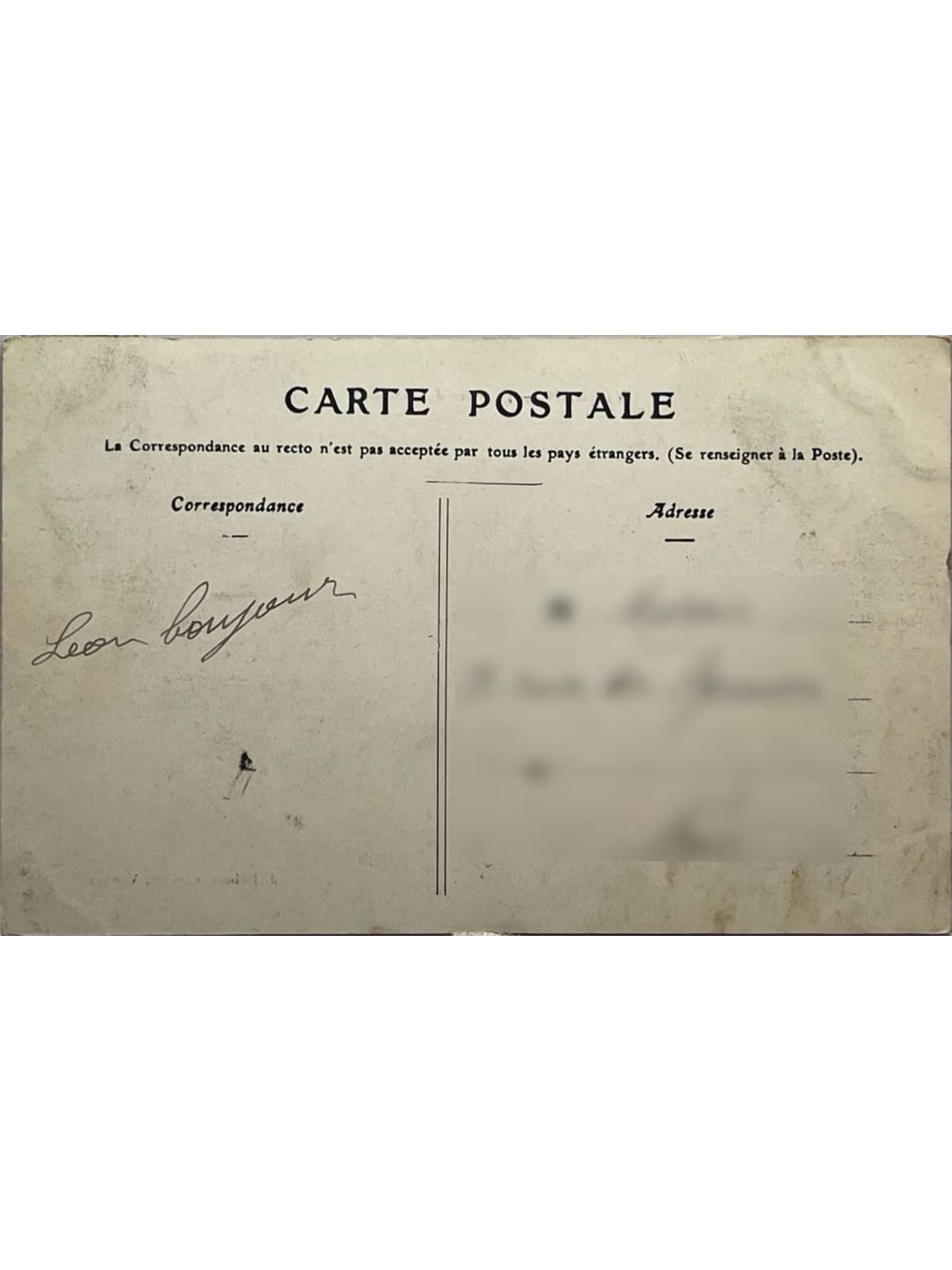 Verso de la carte postale