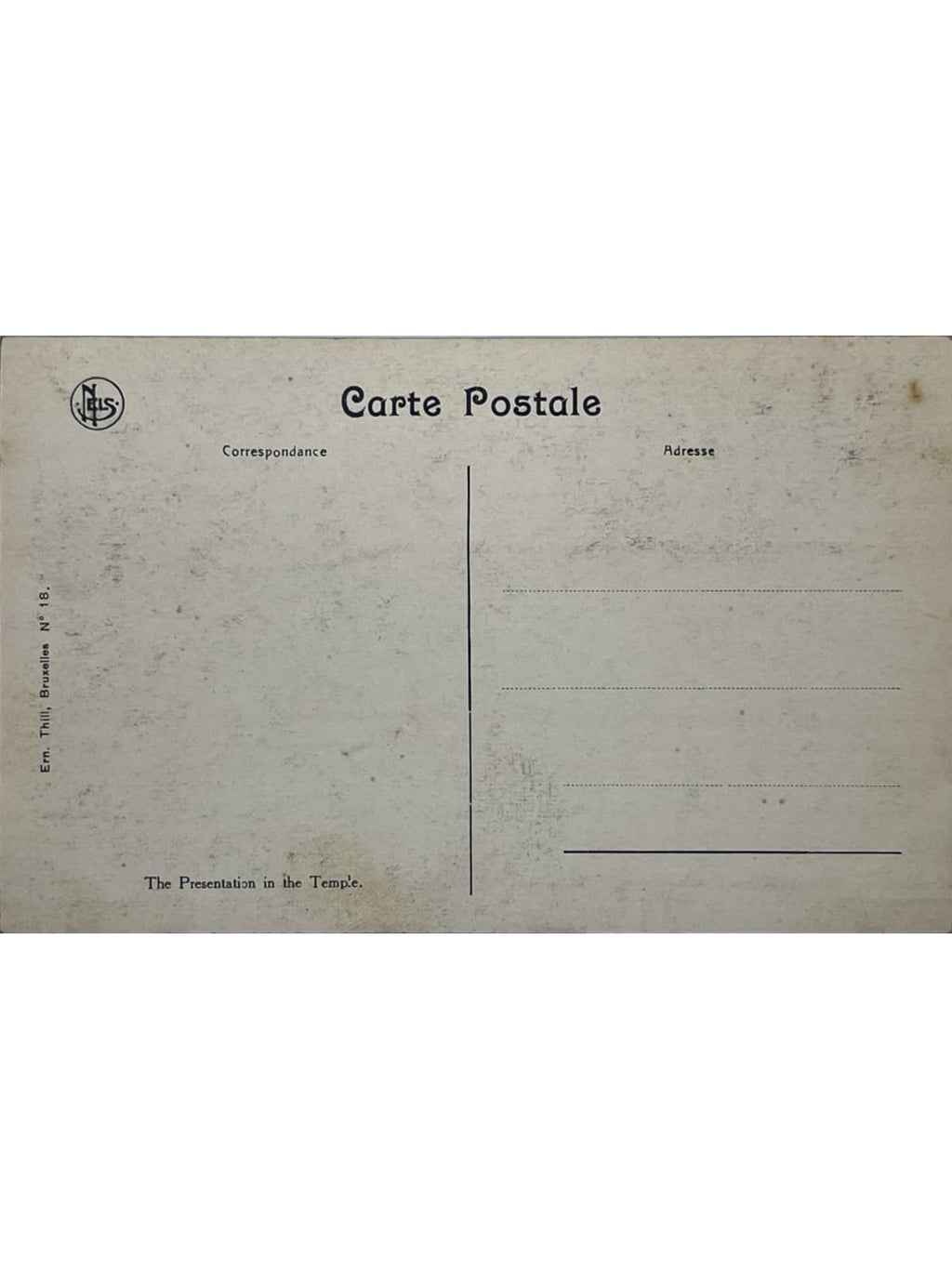 Verso de la carte postale