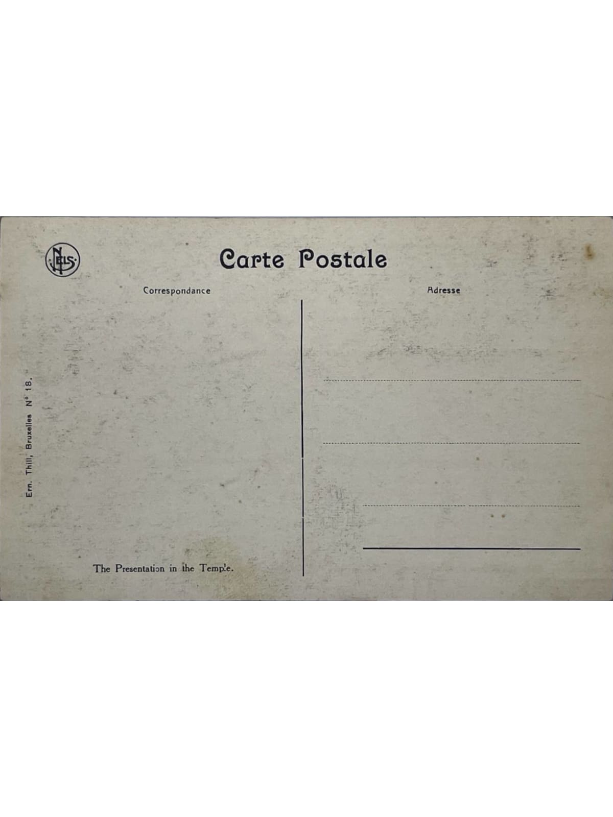 Verso de la carte postale