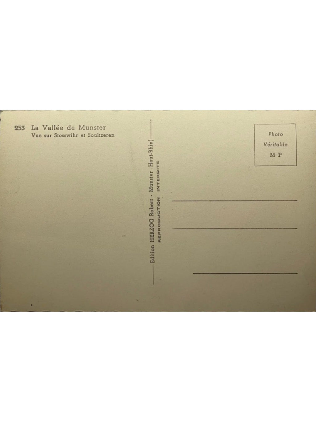 Verso de la carte postale