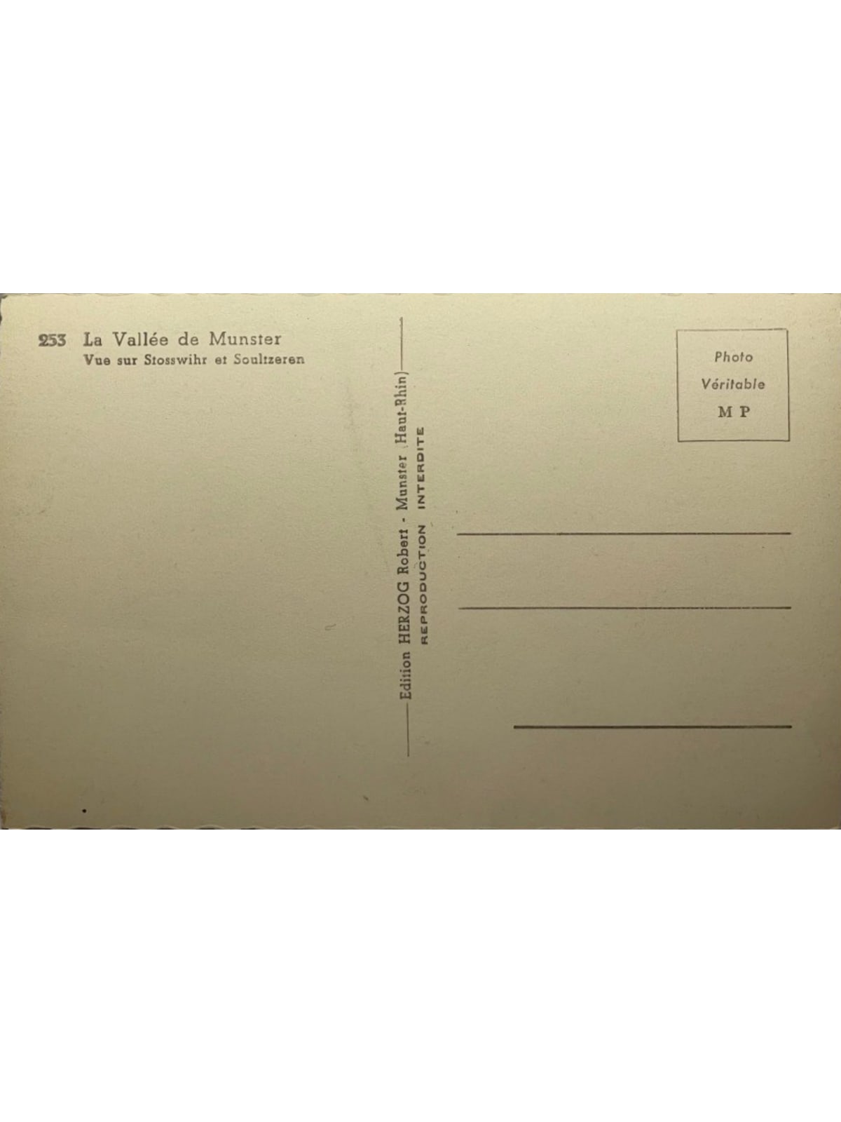 Verso de la carte postale