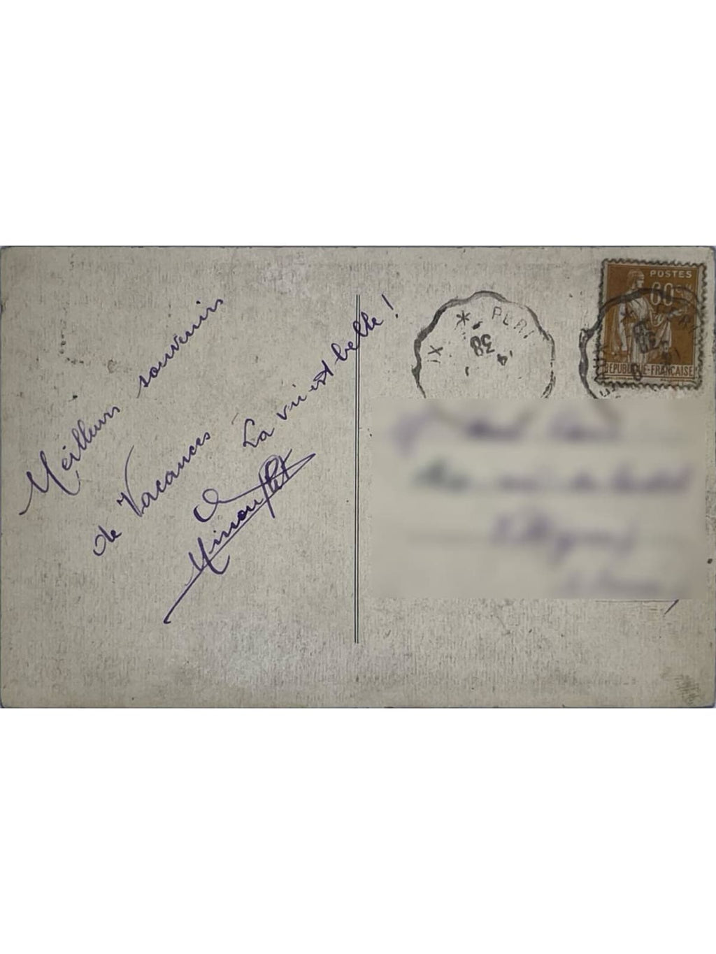Verso de la carte postale