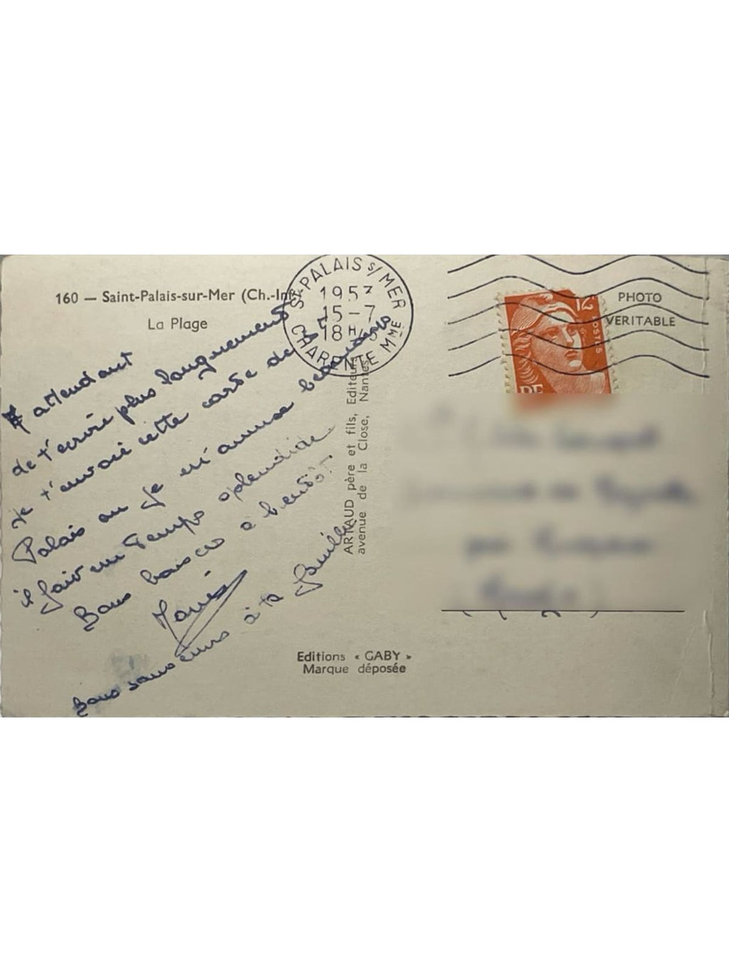 Verso de la carte postale