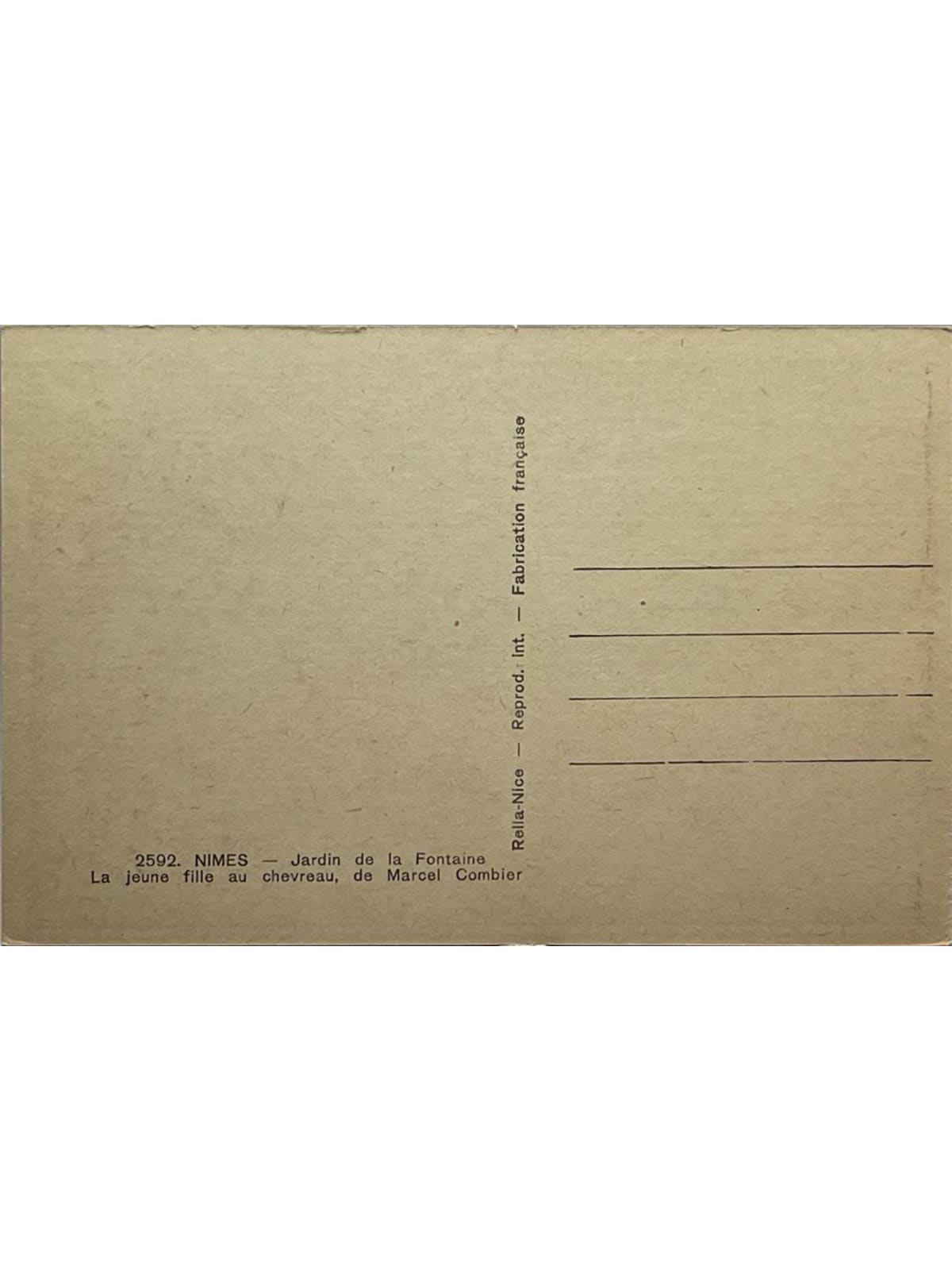 Verso de la carte postale