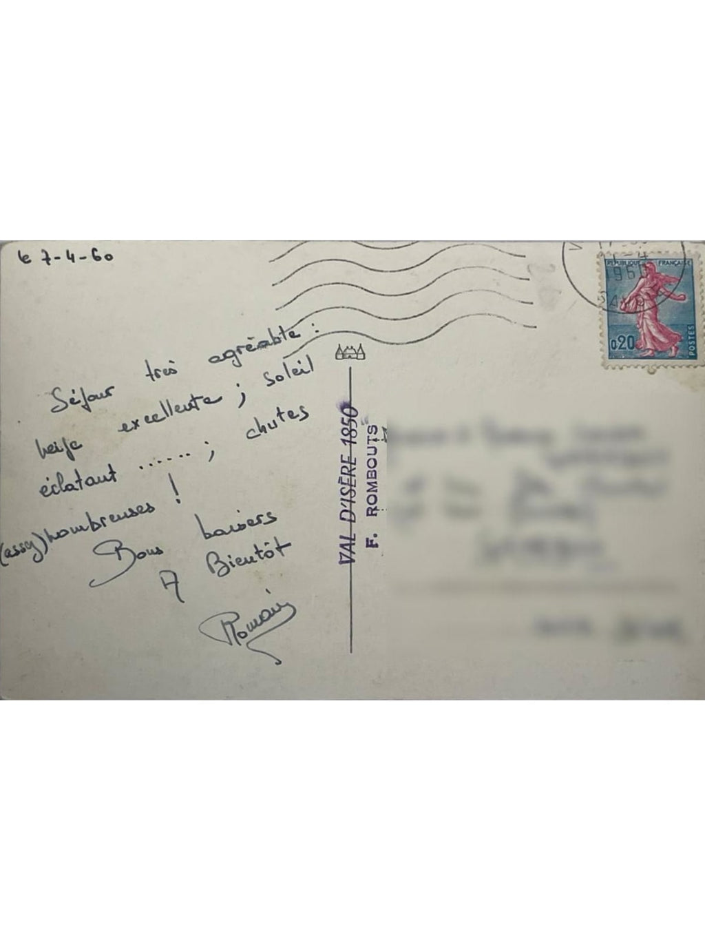 Verso de la carte postale