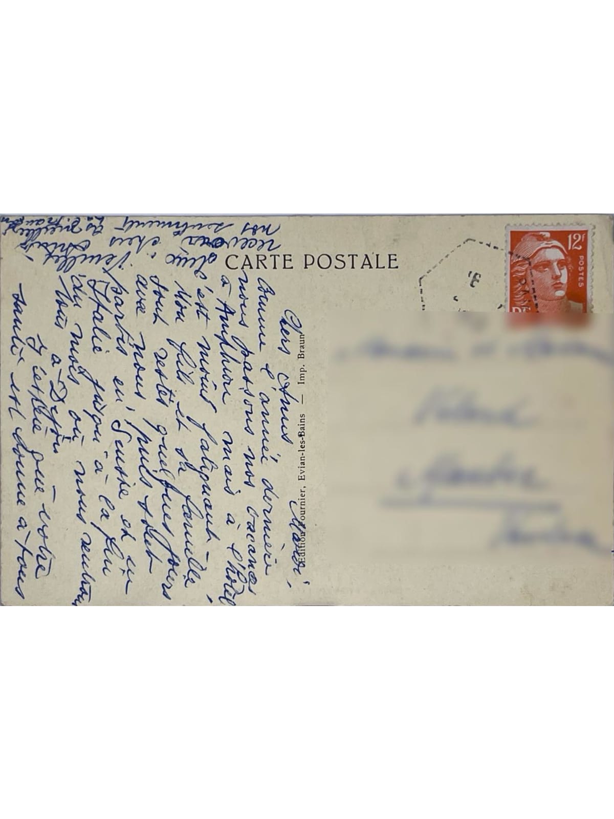 Verso de la carte postale