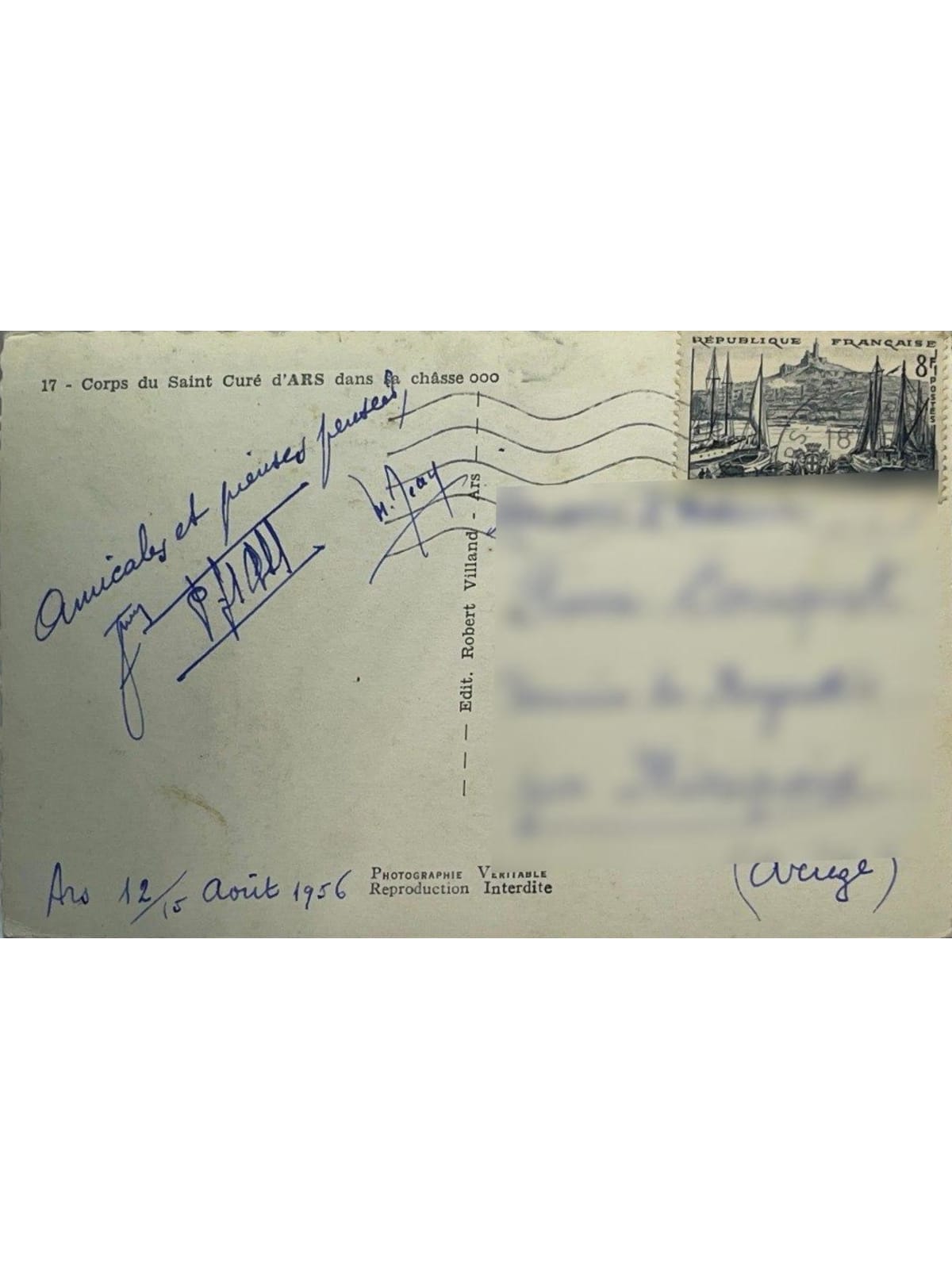 Verso de la carte postale