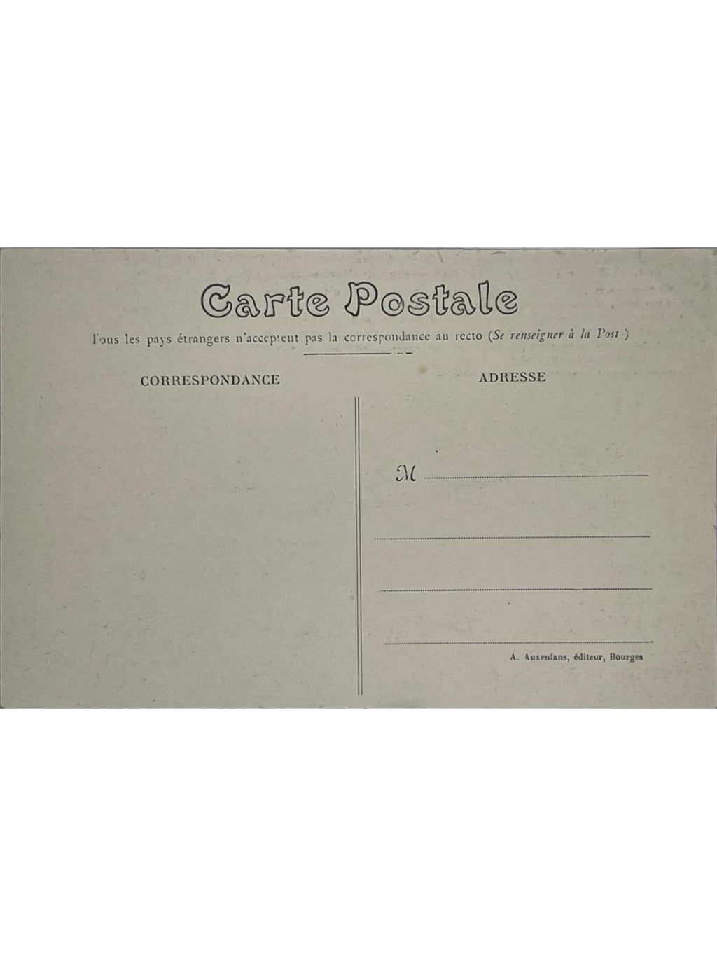 Verso de la carte postale
