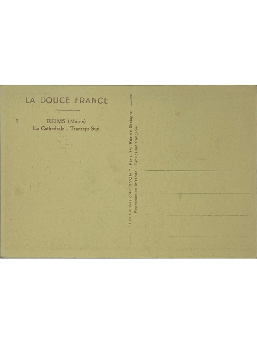 Verso de la carte postale