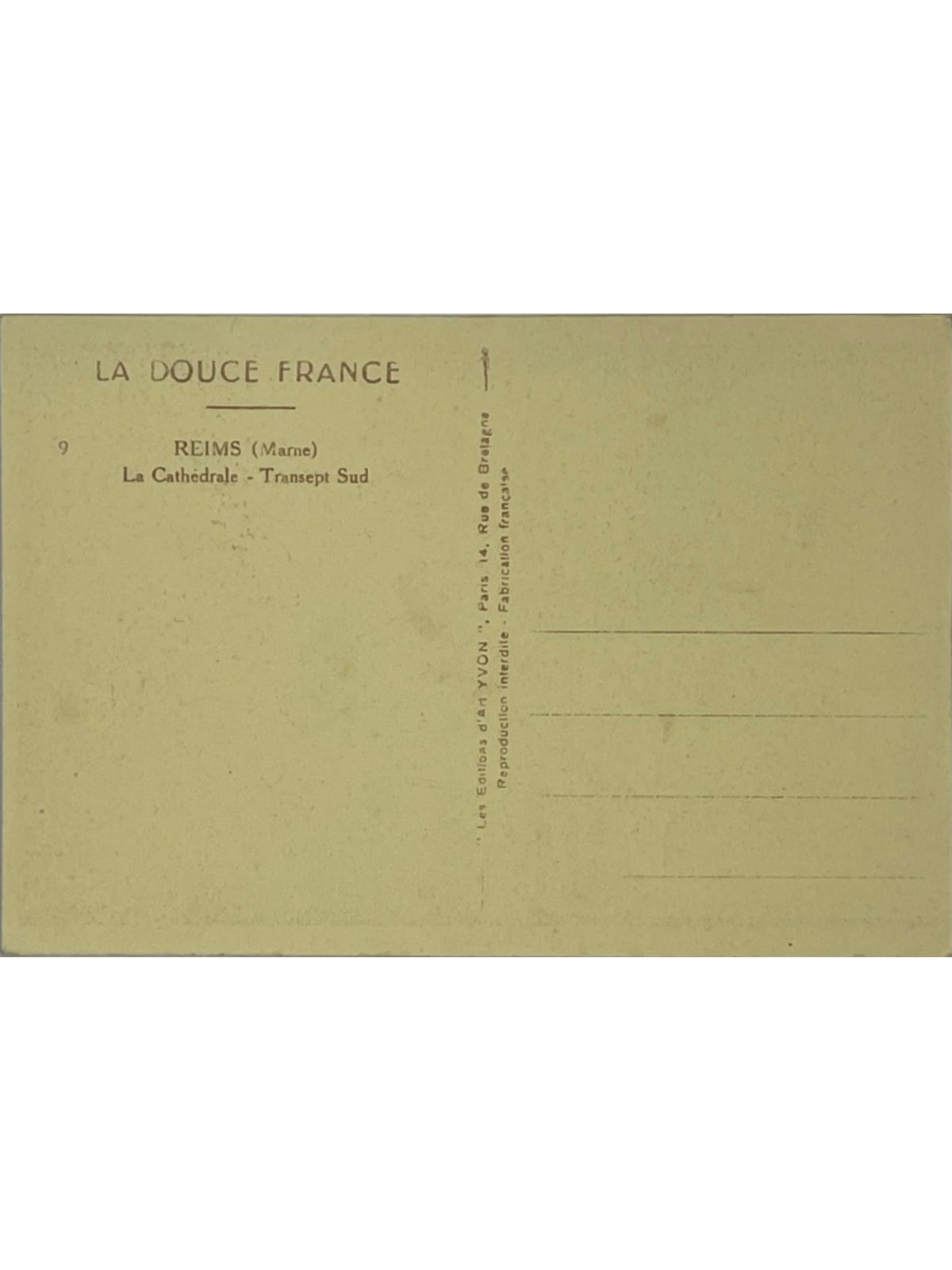 Verso de la carte postale