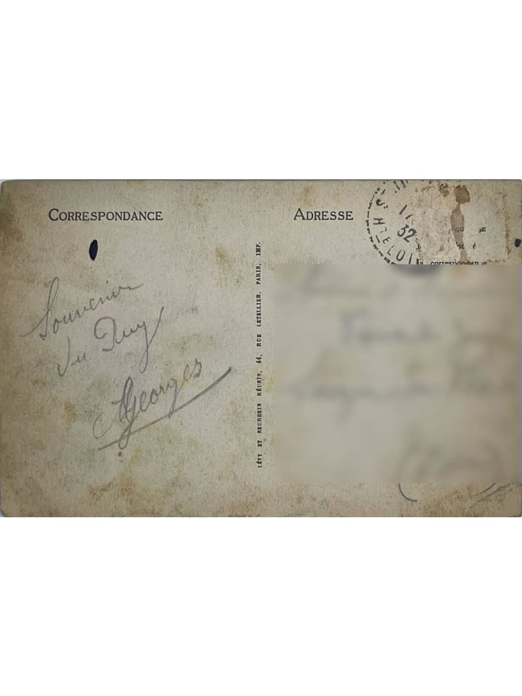Verso de la carte postale