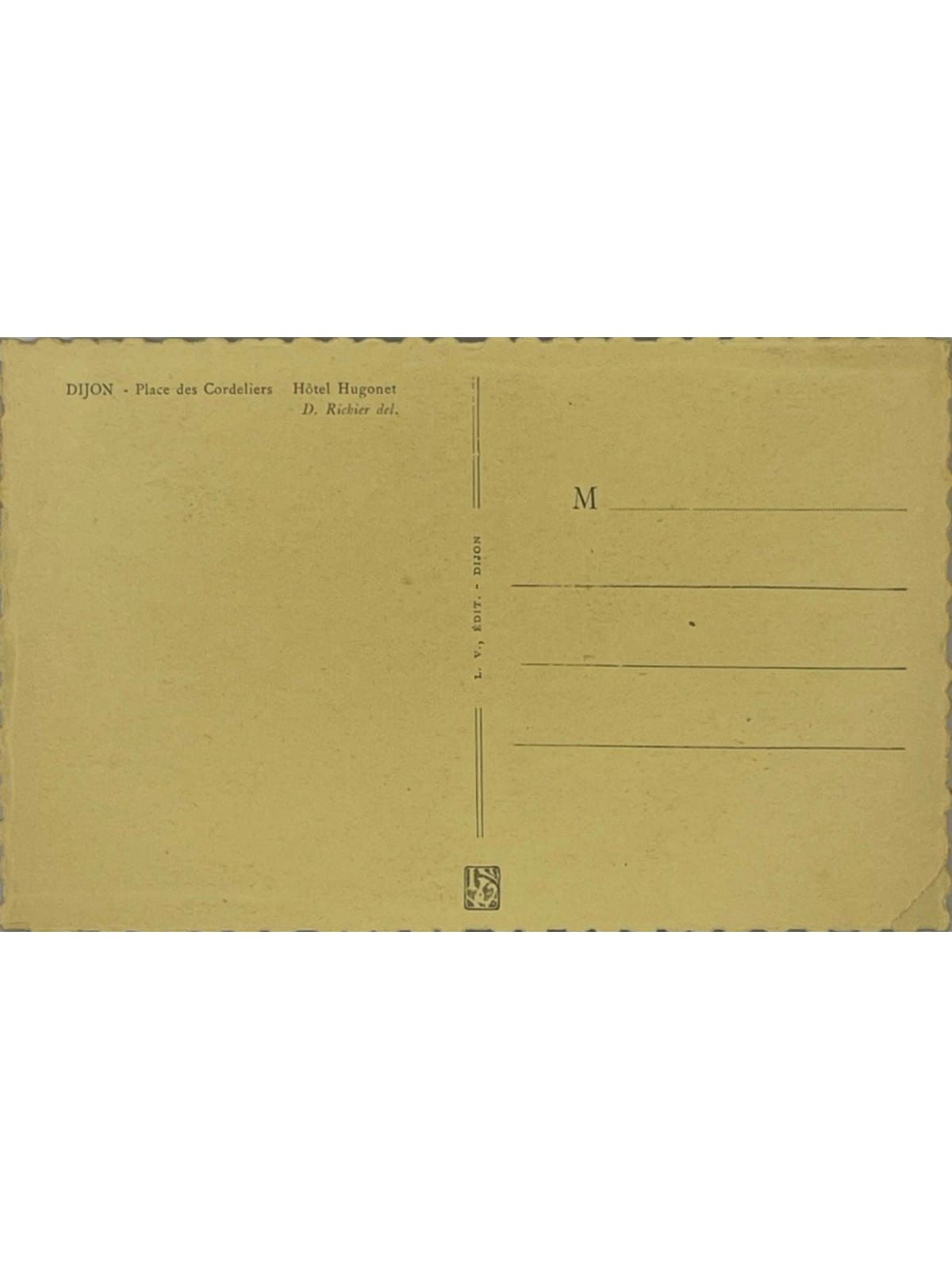 Verso de la carte postale