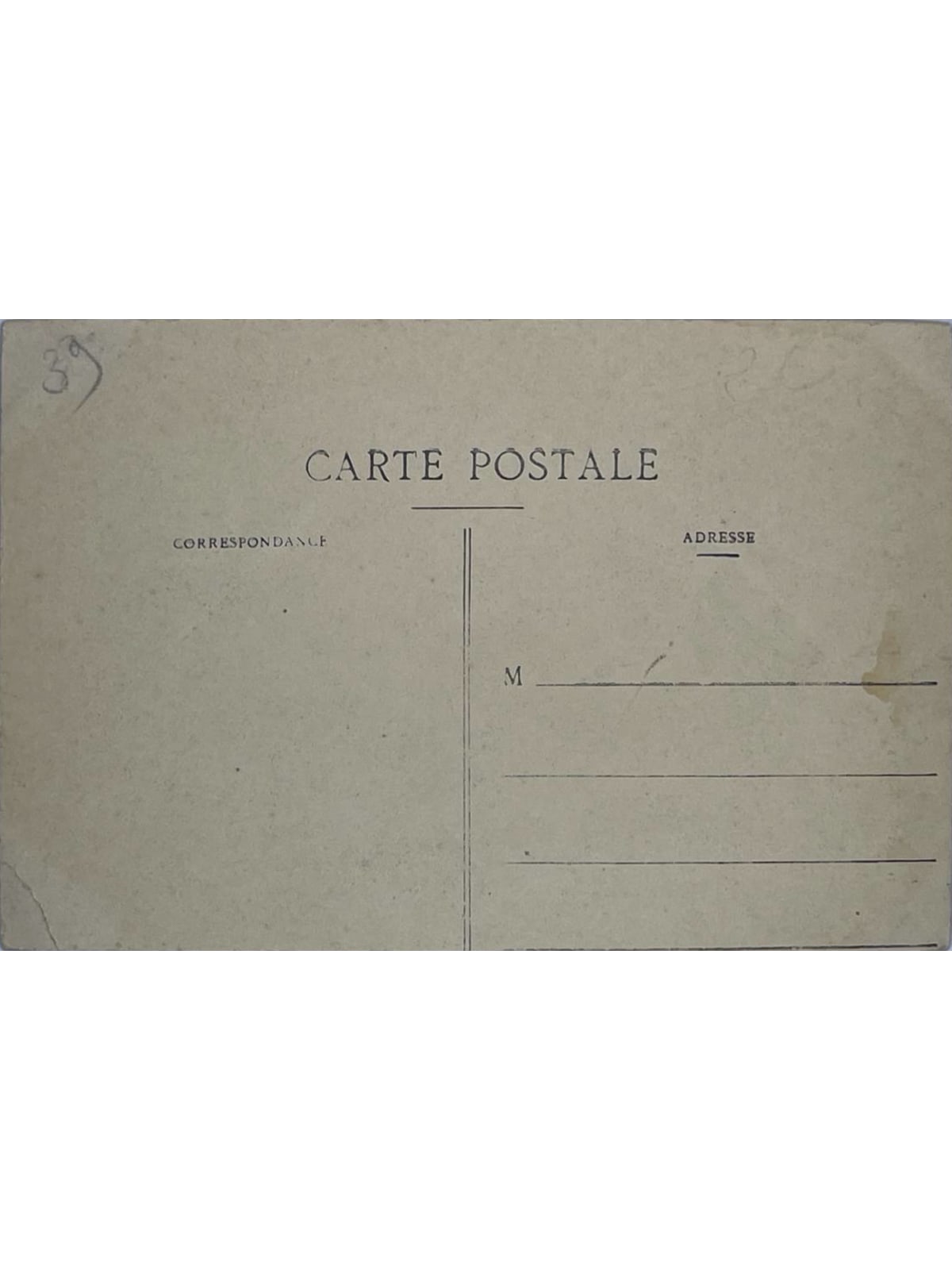 Verso de la carte postale