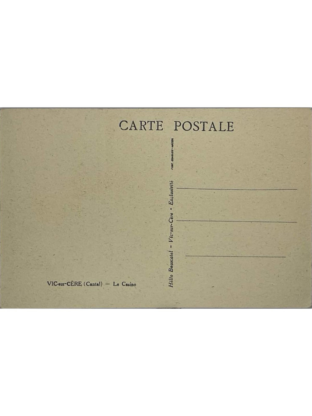Verso de la carte postale