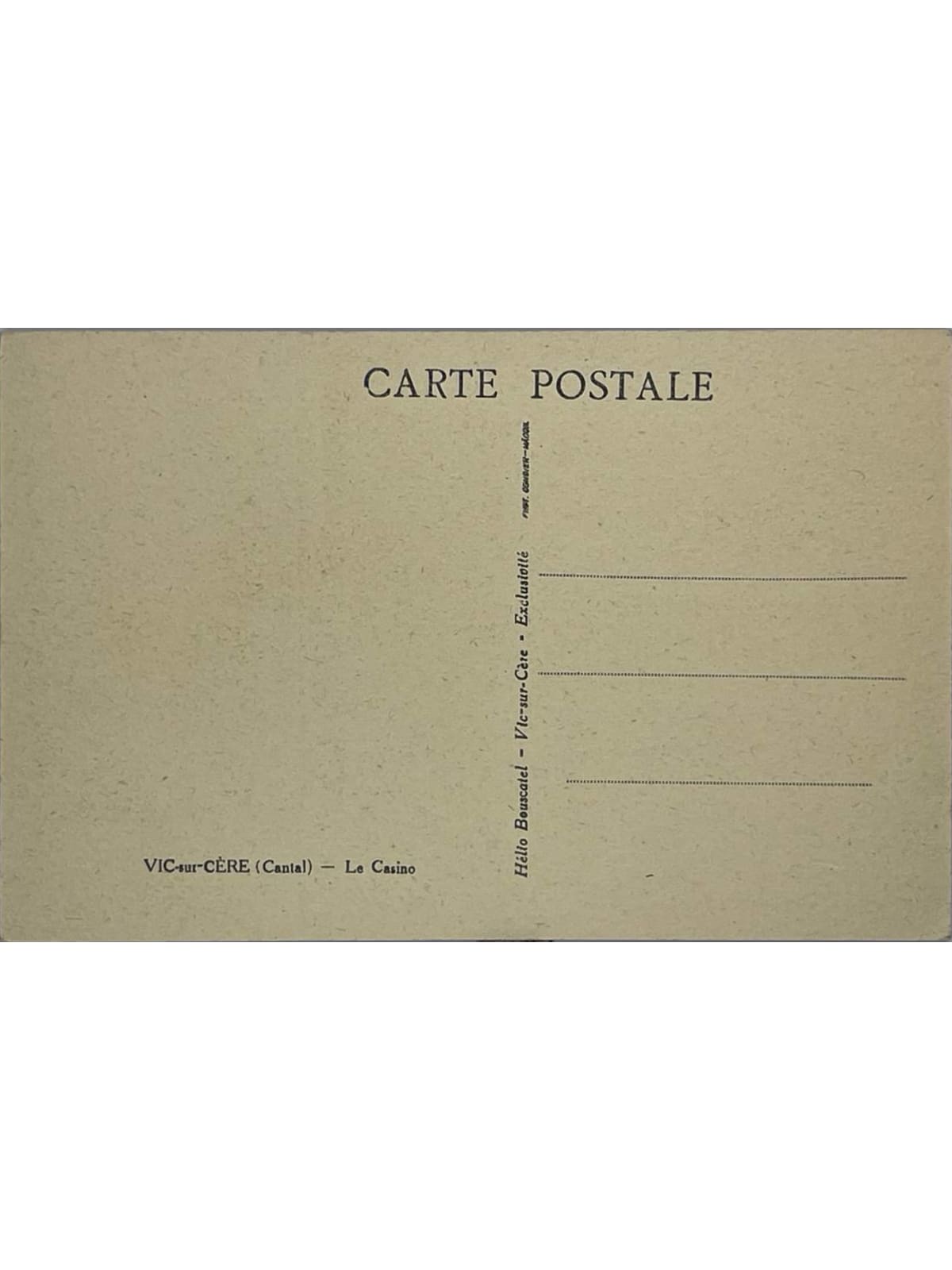 Verso de la carte postale