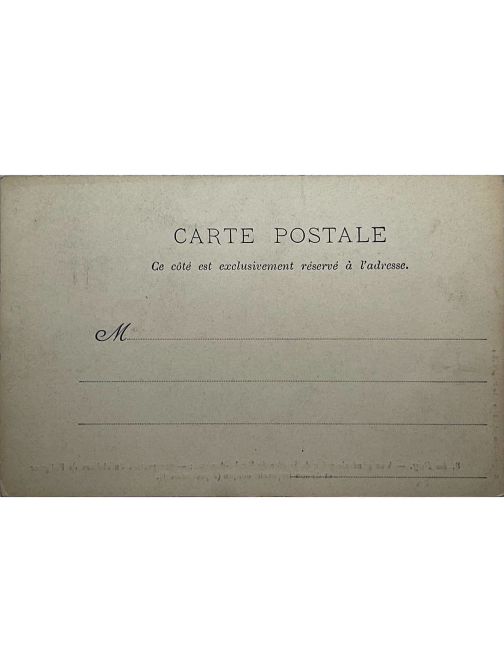 Verso de la carte postale