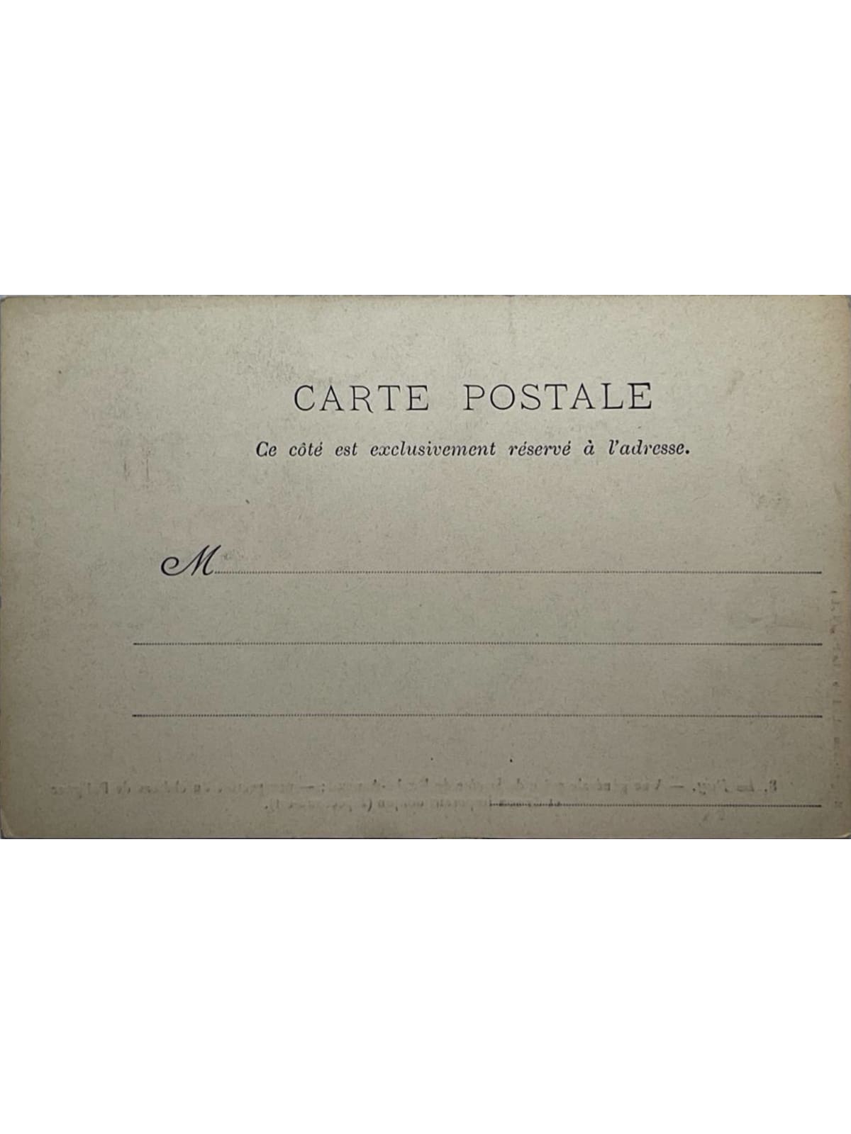 Verso de la carte postale