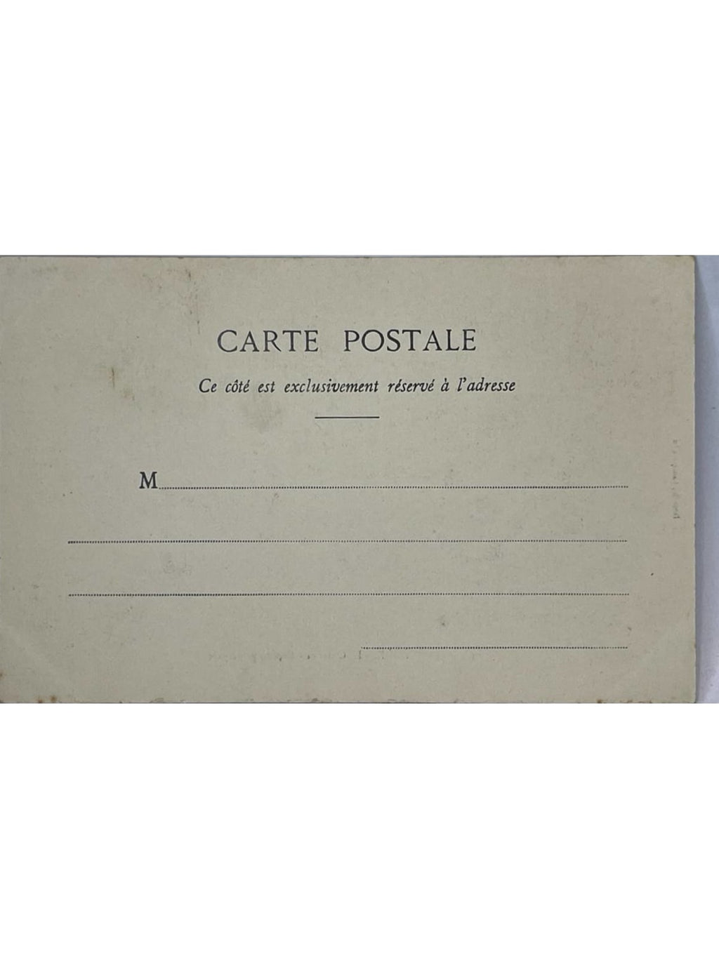 Verso de la carte postale