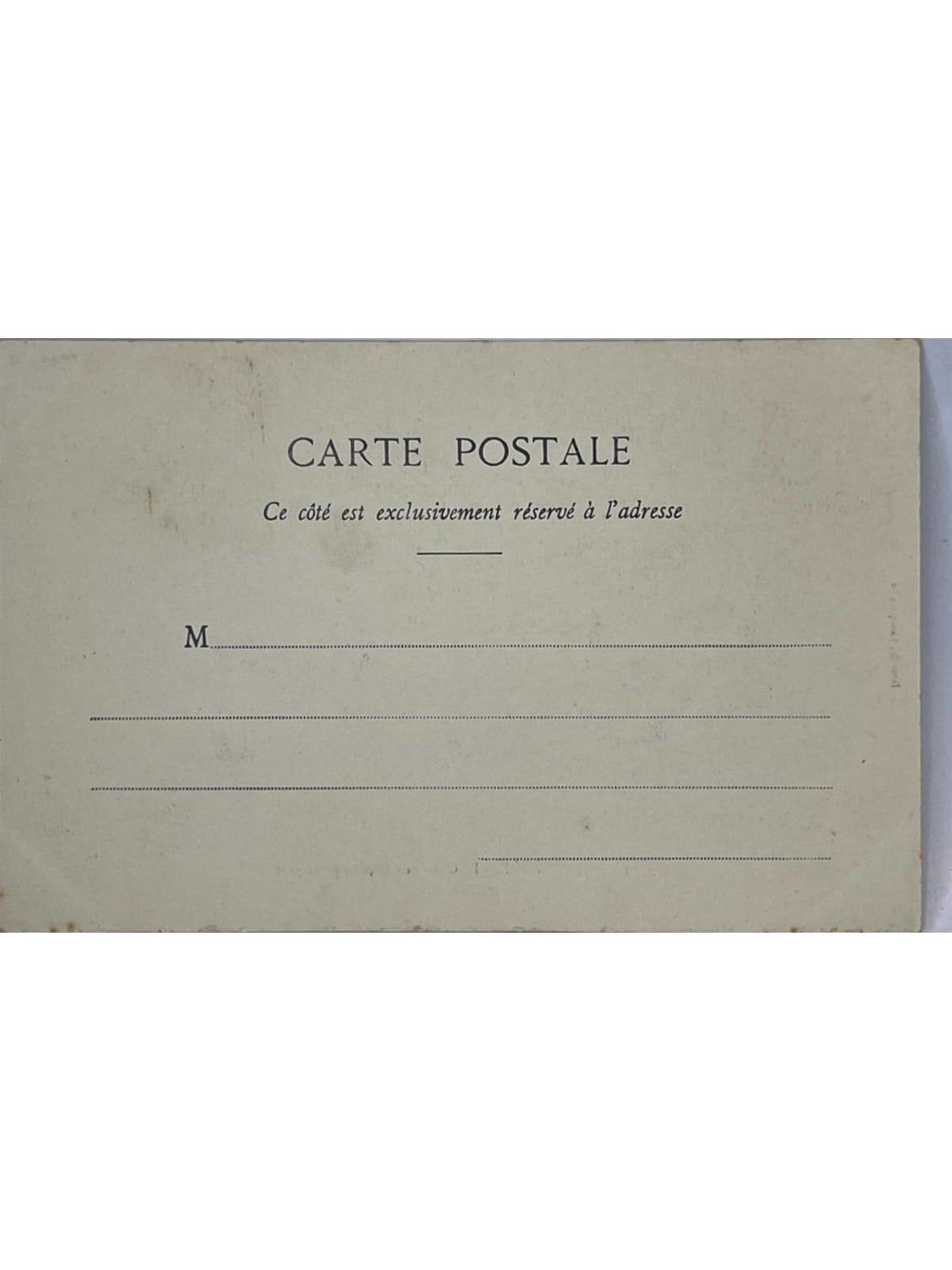 Verso de la carte postale