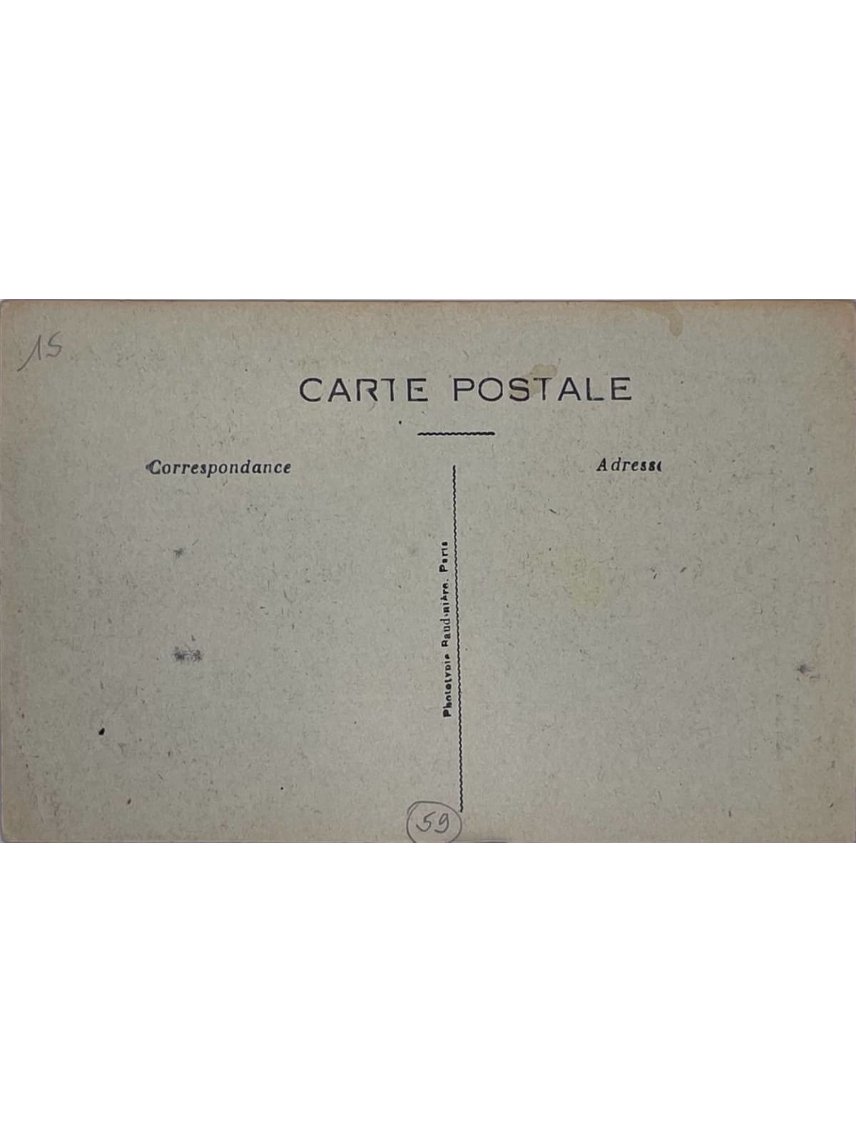 Verso de la carte postale