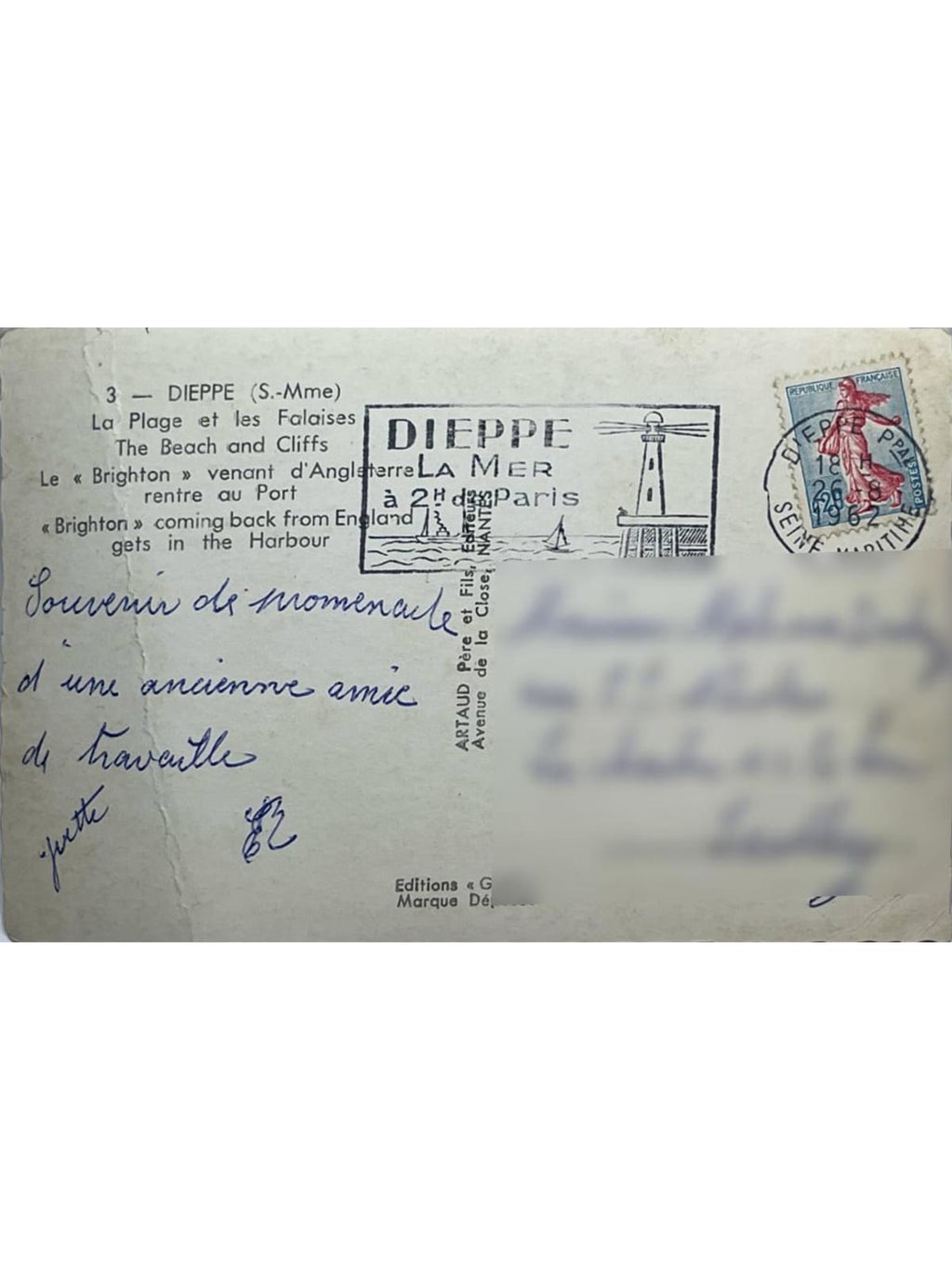 Verso de la carte postale