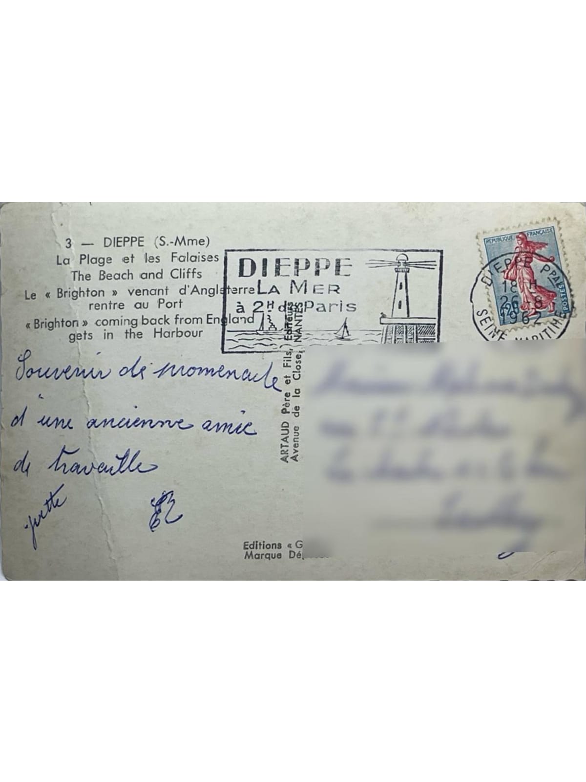 Verso de la carte postale