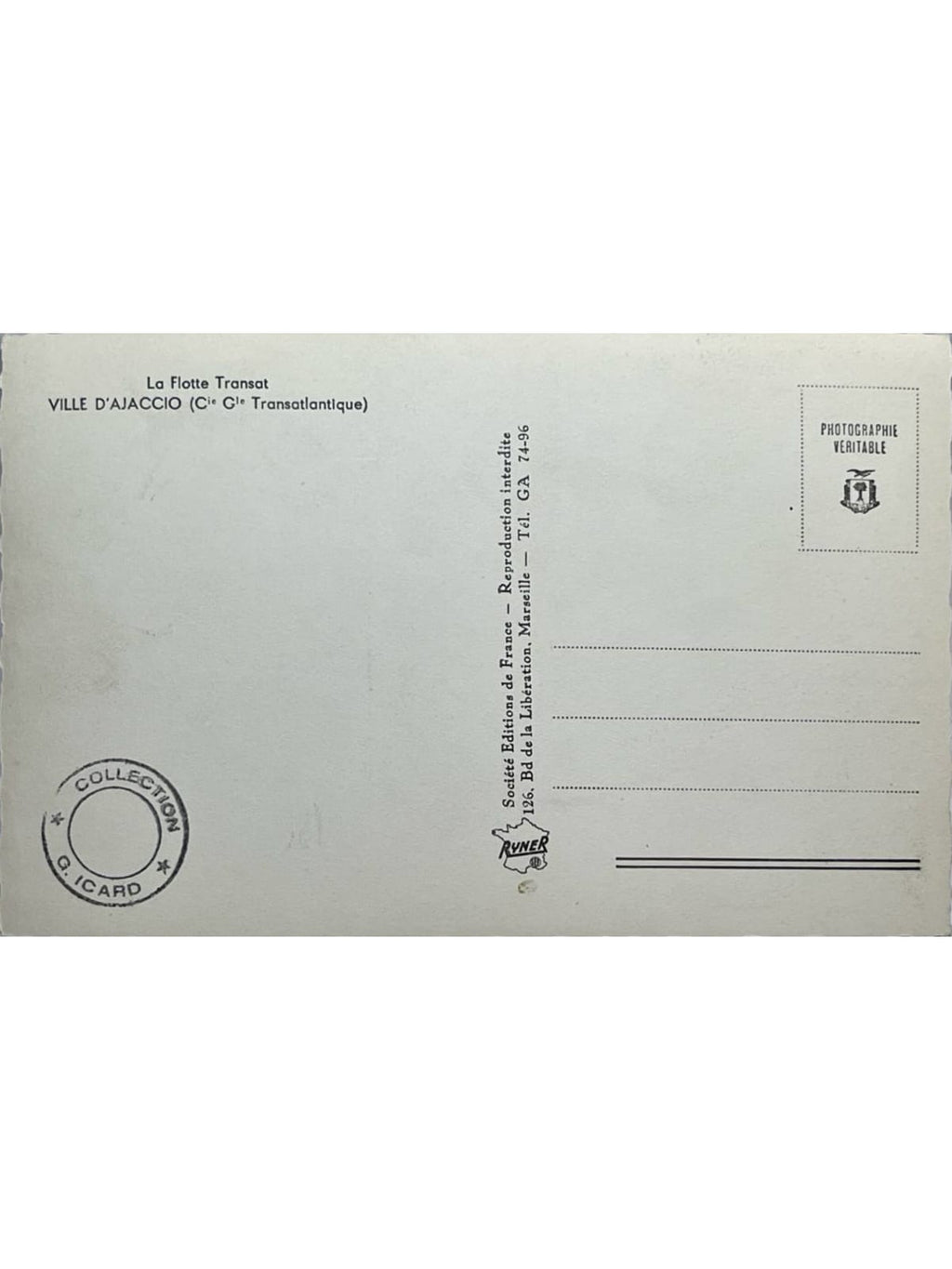 Verso de la carte postale