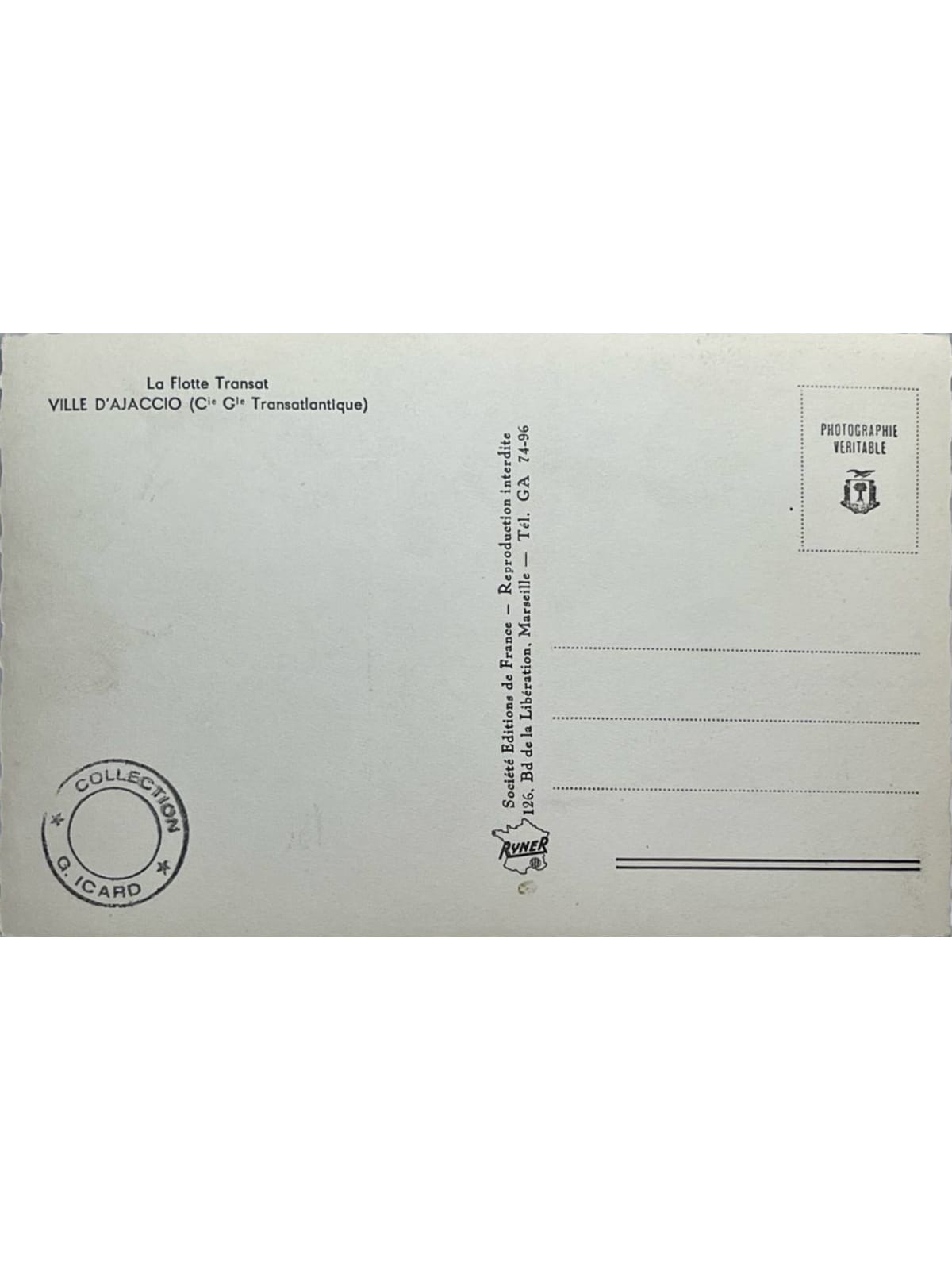 Verso de la carte postale