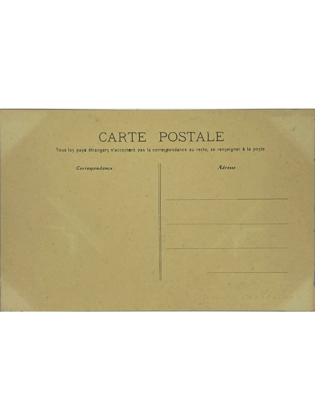 Verso de la carte postale