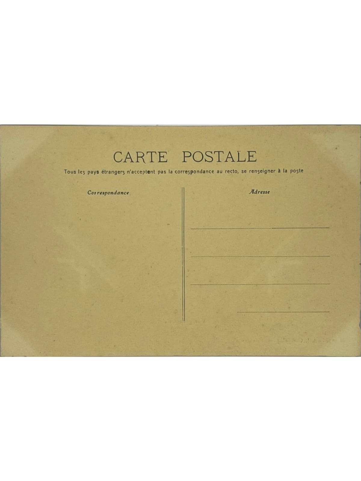 Verso de la carte postale