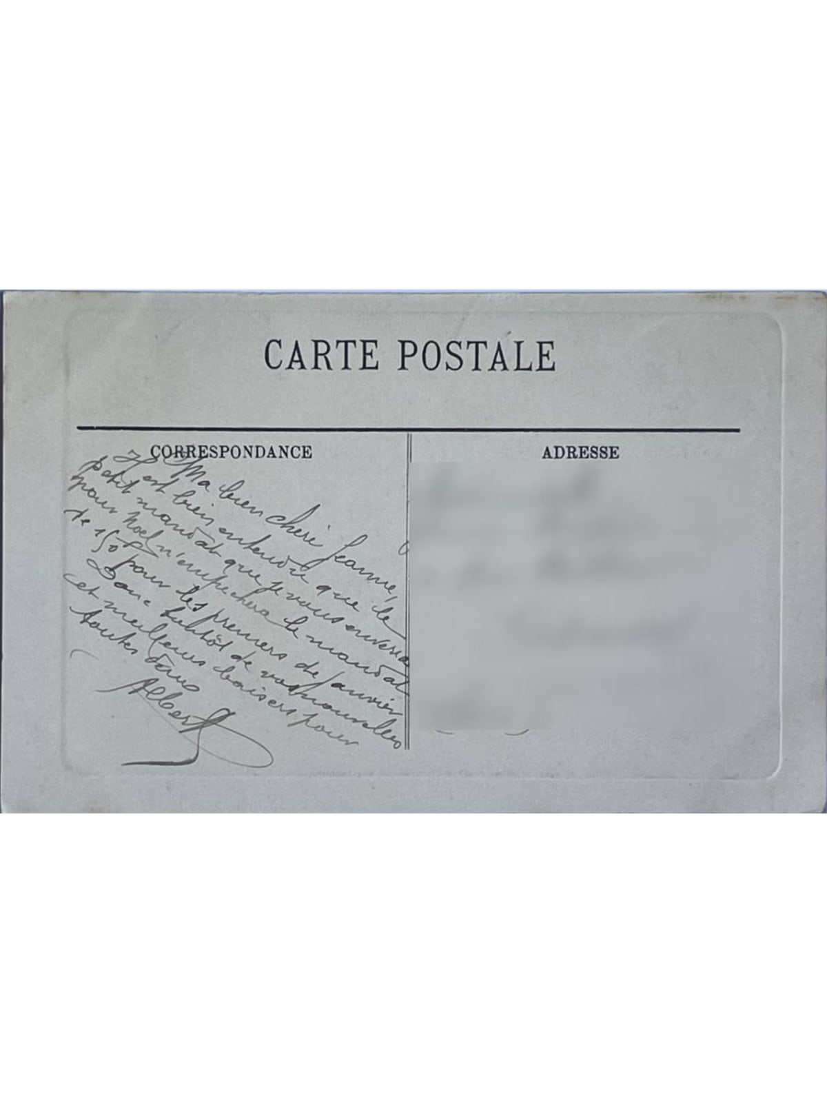 Verso de la carte postale