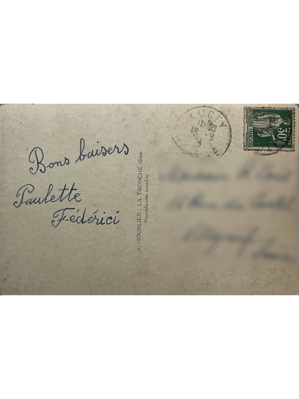 Verso de la carte postale