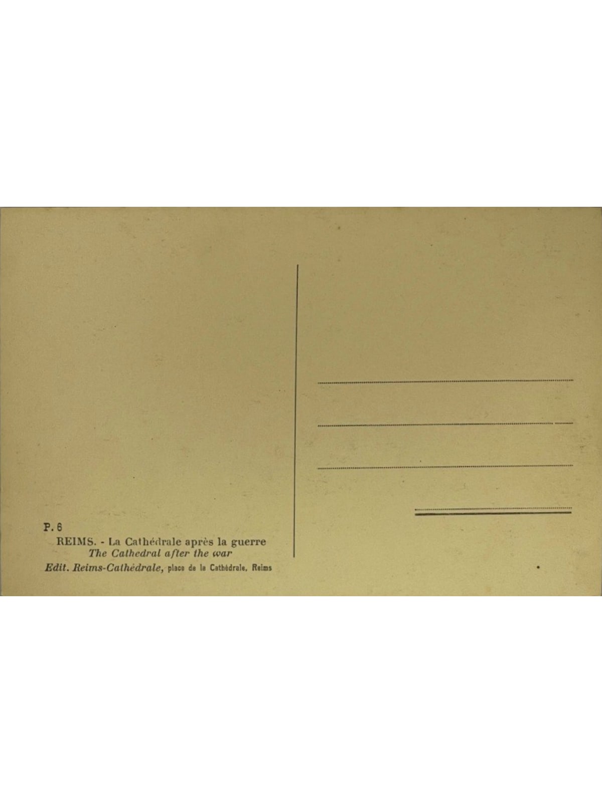 Verso de la carte postale