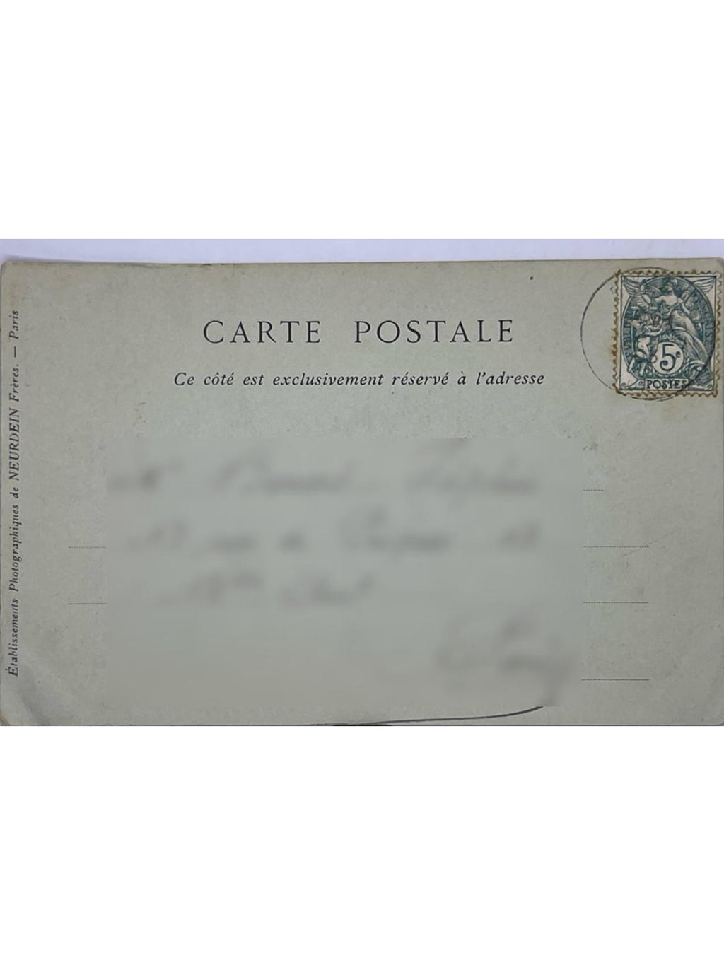 Verso de la carte postale