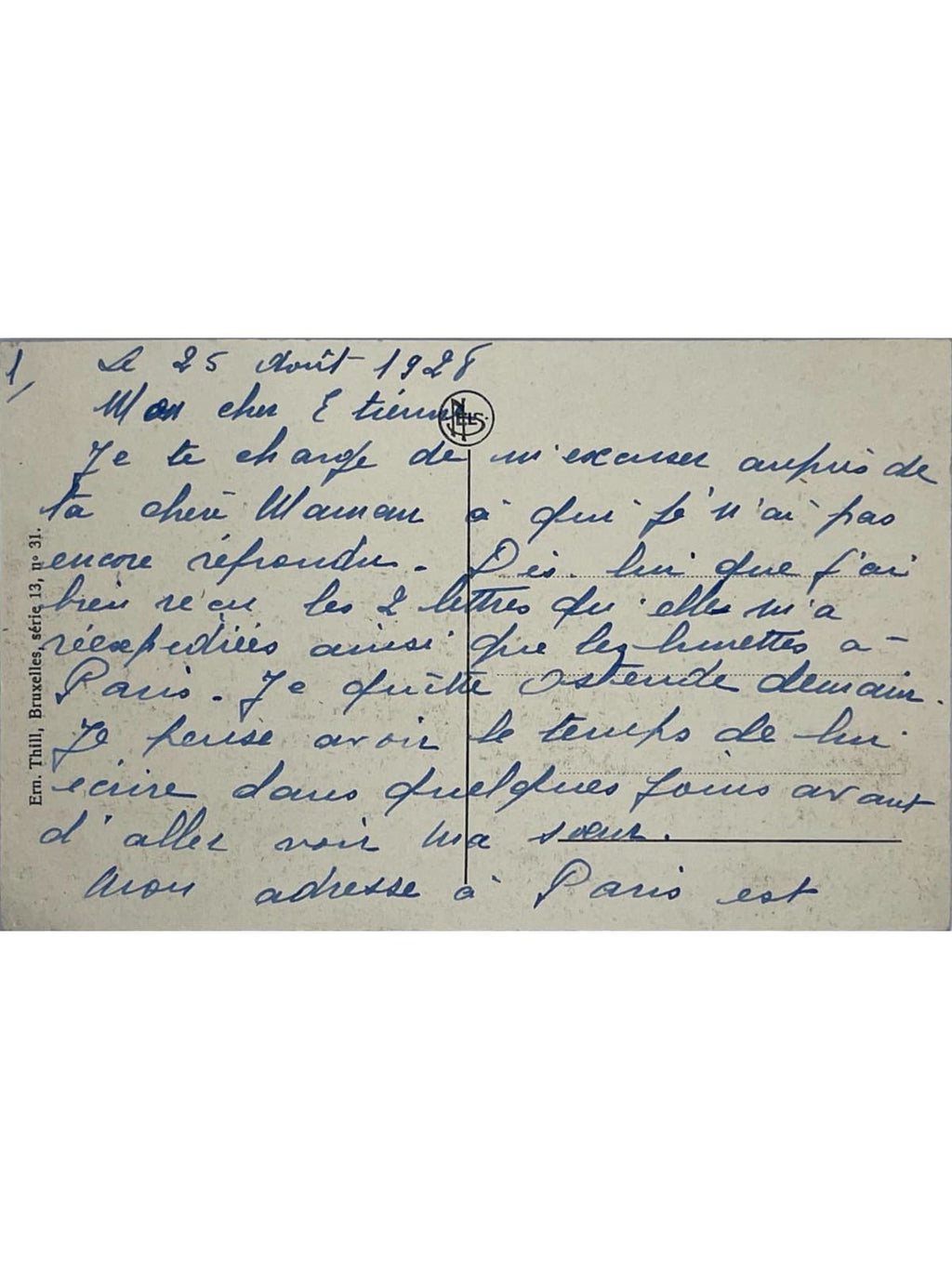 Verso de la carte postale