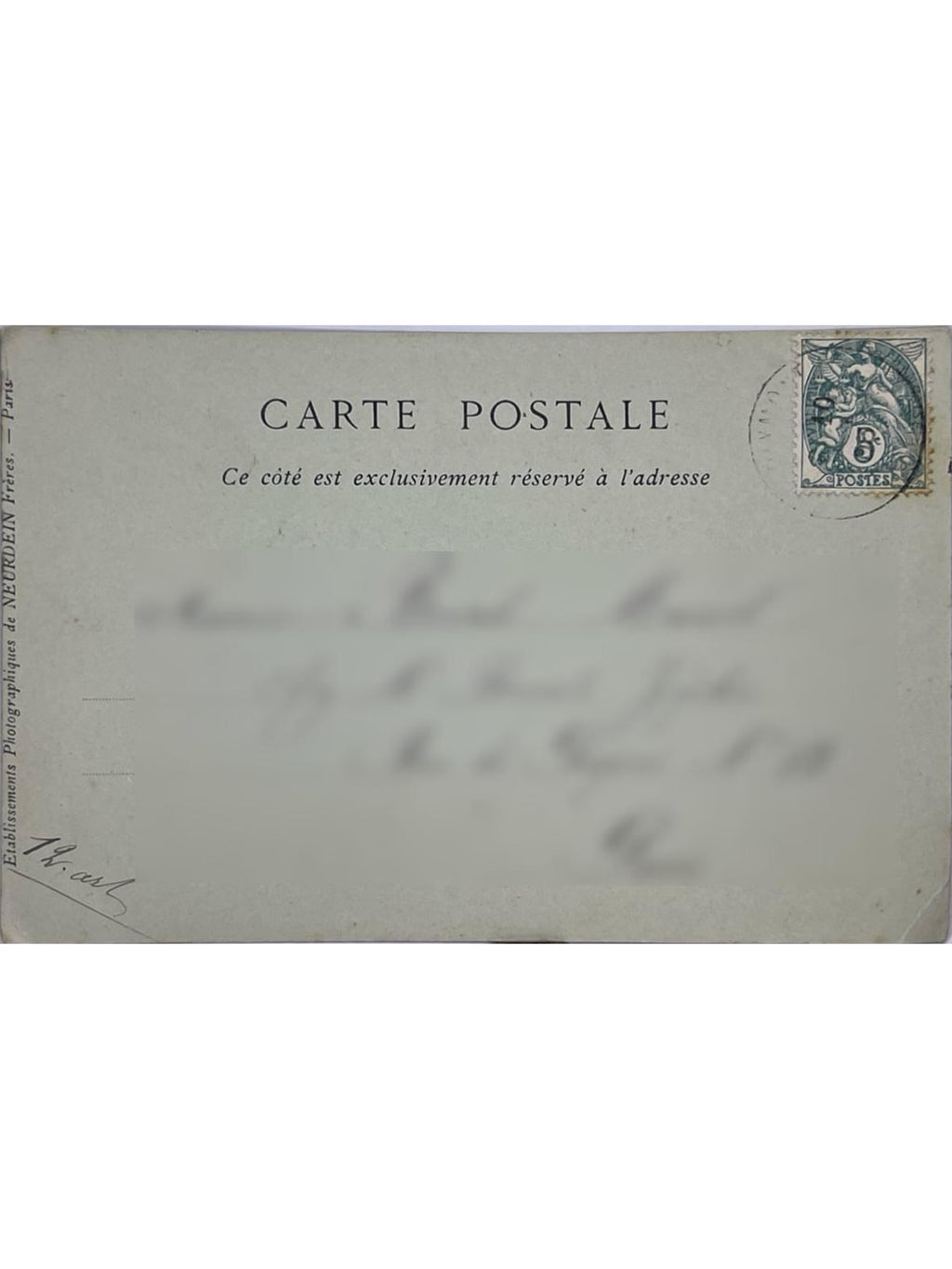 Verso de la carte postale