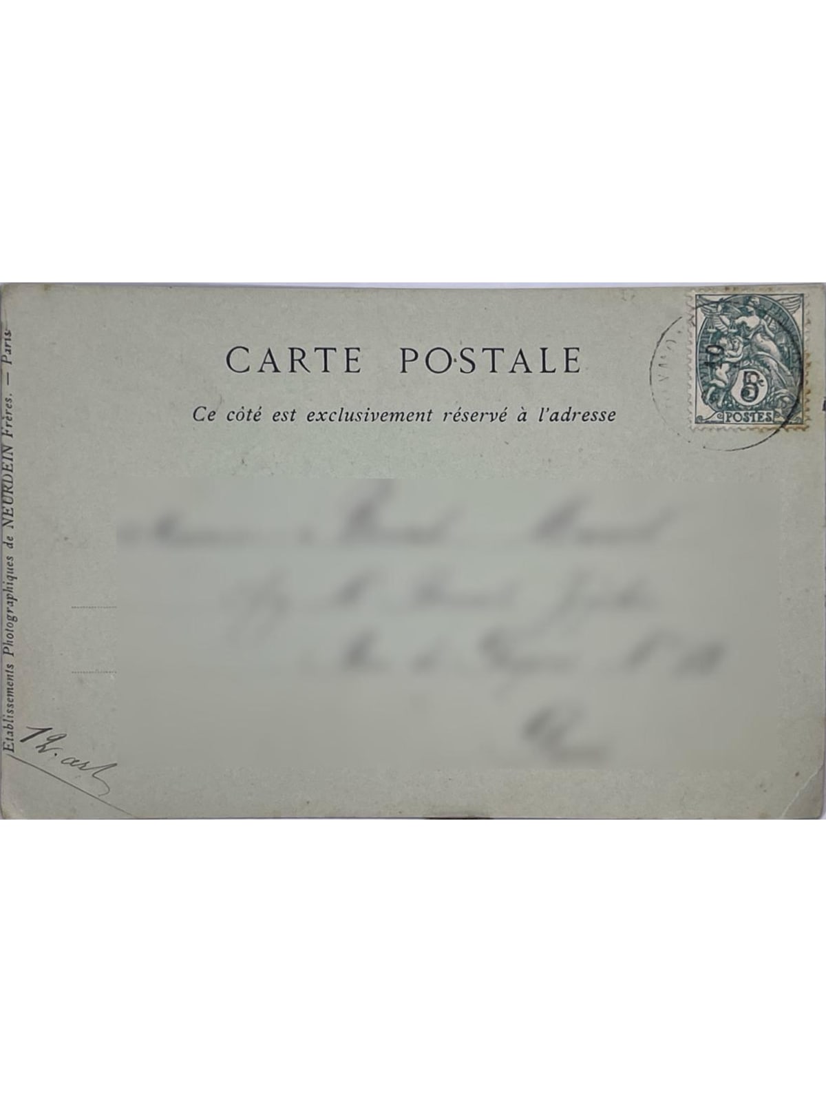 Verso de la carte postale
