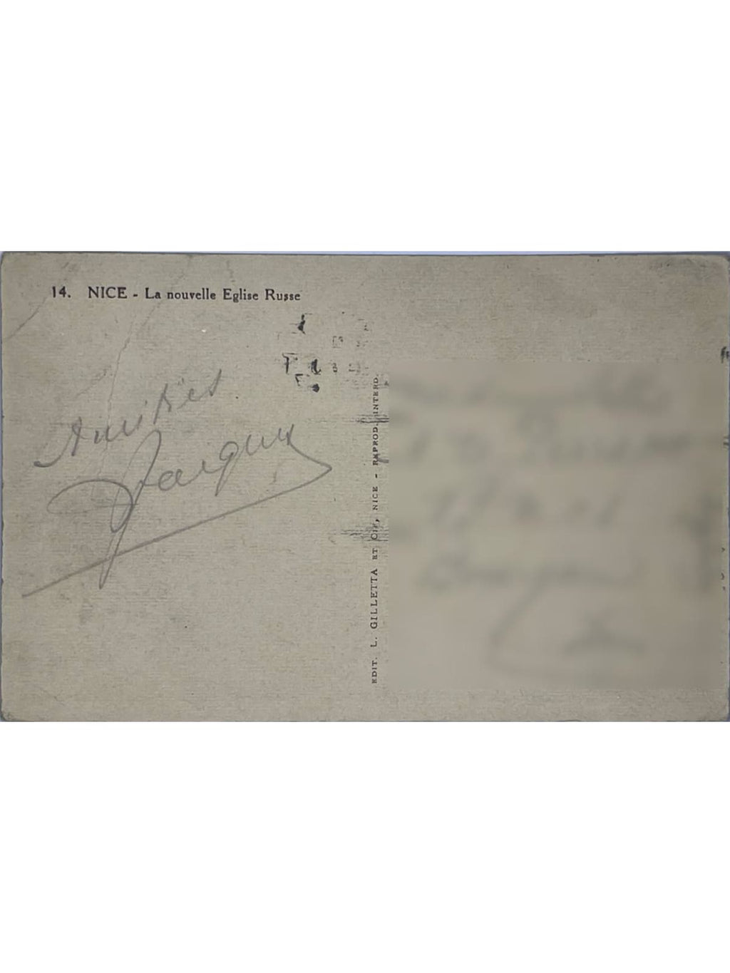 Verso de la carte postale
