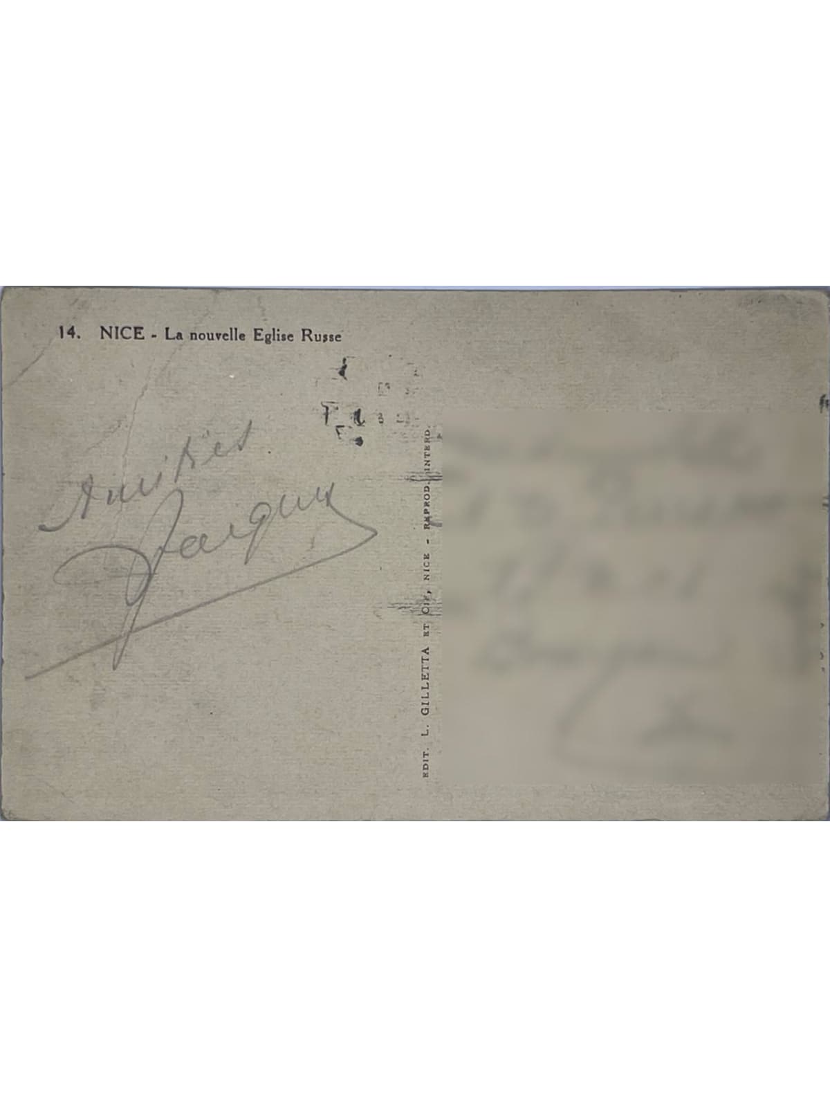 Verso de la carte postale