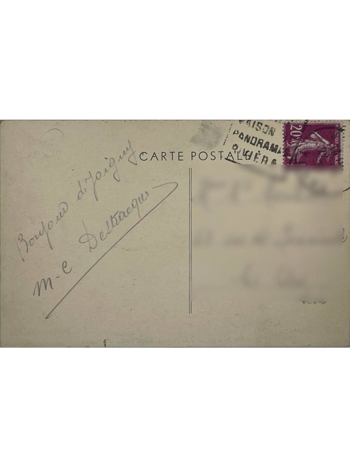 Verso de la carte postale